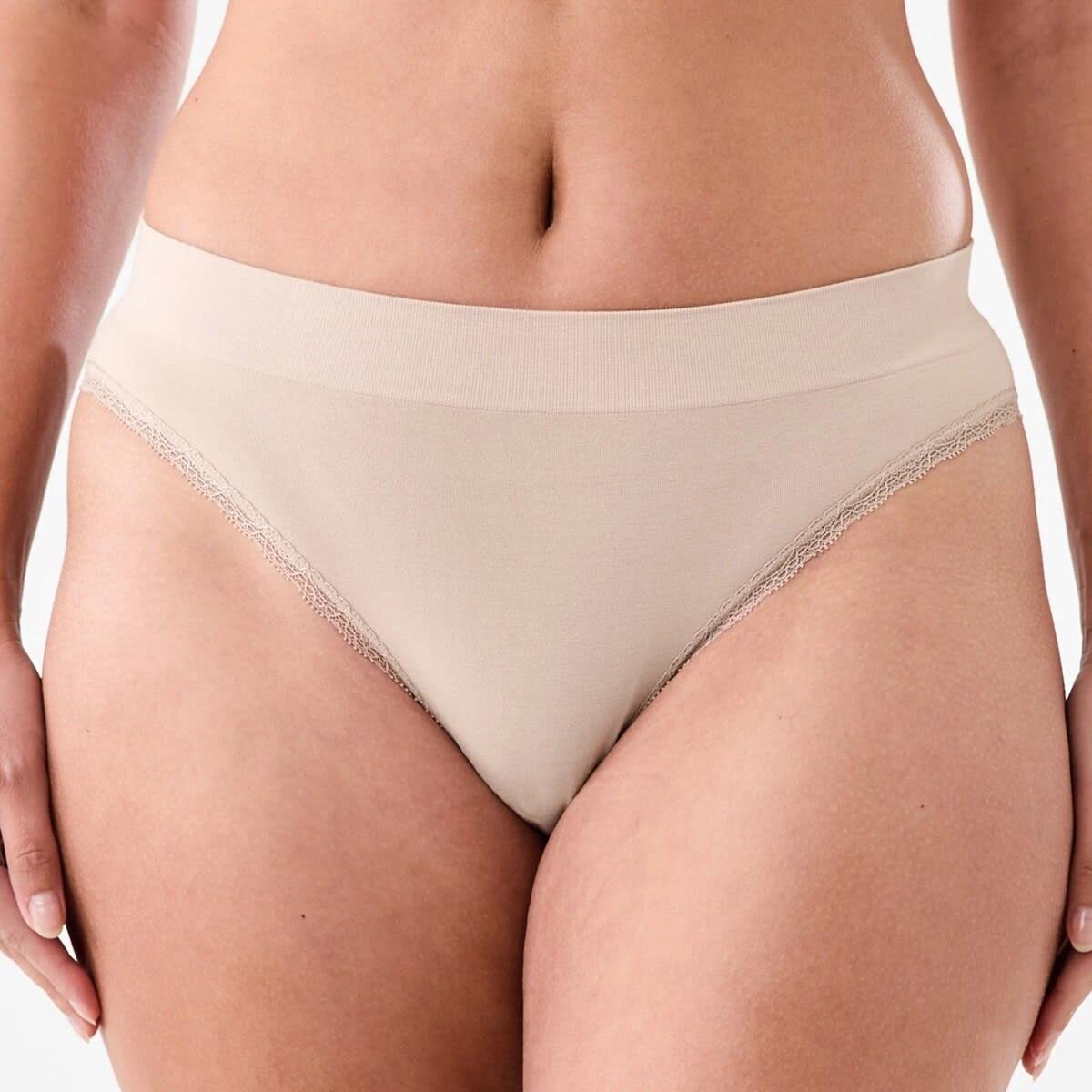 6 3 Pack Seamfree Bamboo Lace Bikini Briefs PINK CHALK, WHISPER WHITE, LIGHT FAWN, 6 of 9