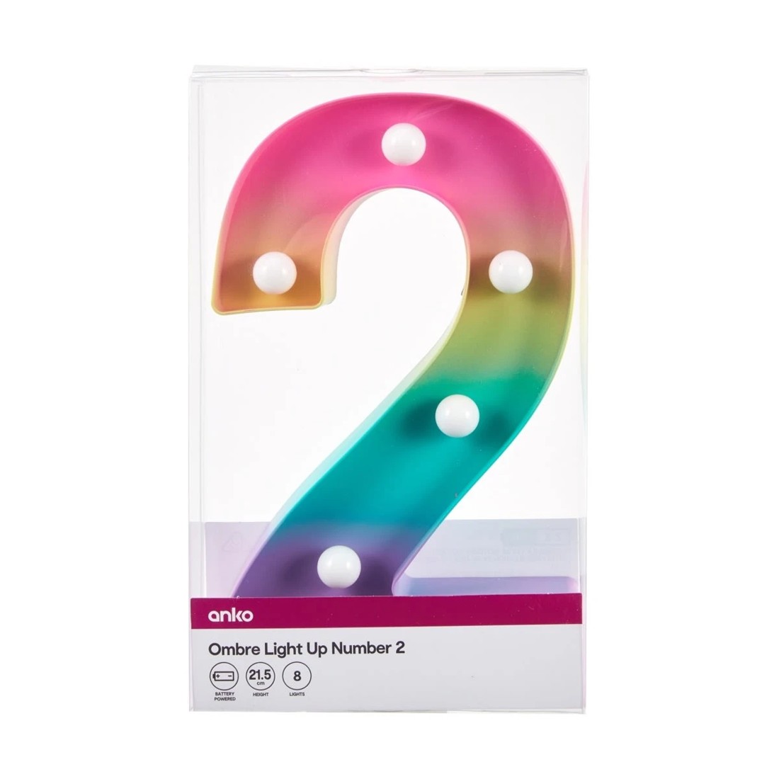 4 Ombre Light Up Number - 2, 4 of 5