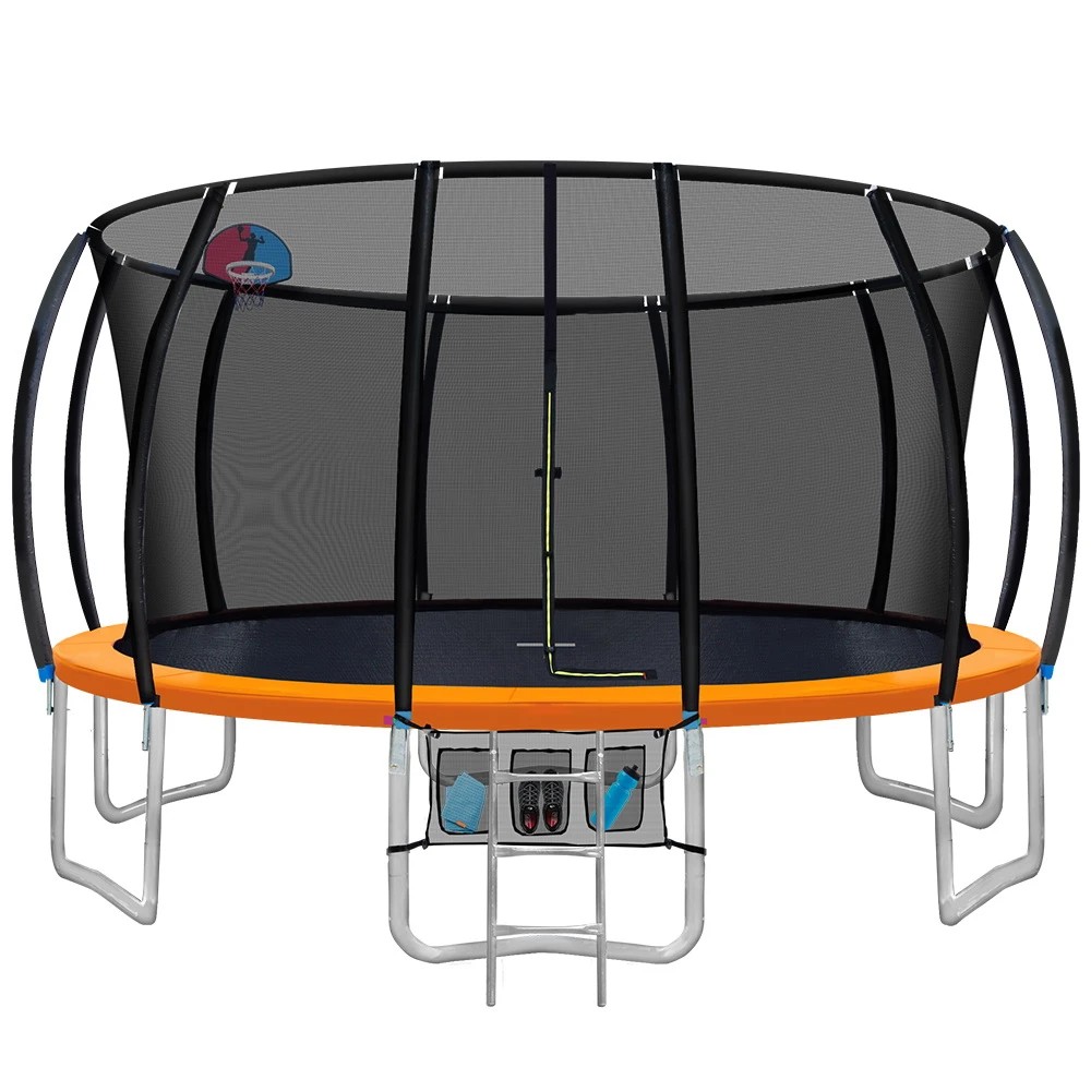 1 Everfit 16FT Trampoline for Kids w/ Ladder Enclosure Safety Net Rebounder - Multi, 1 of 8