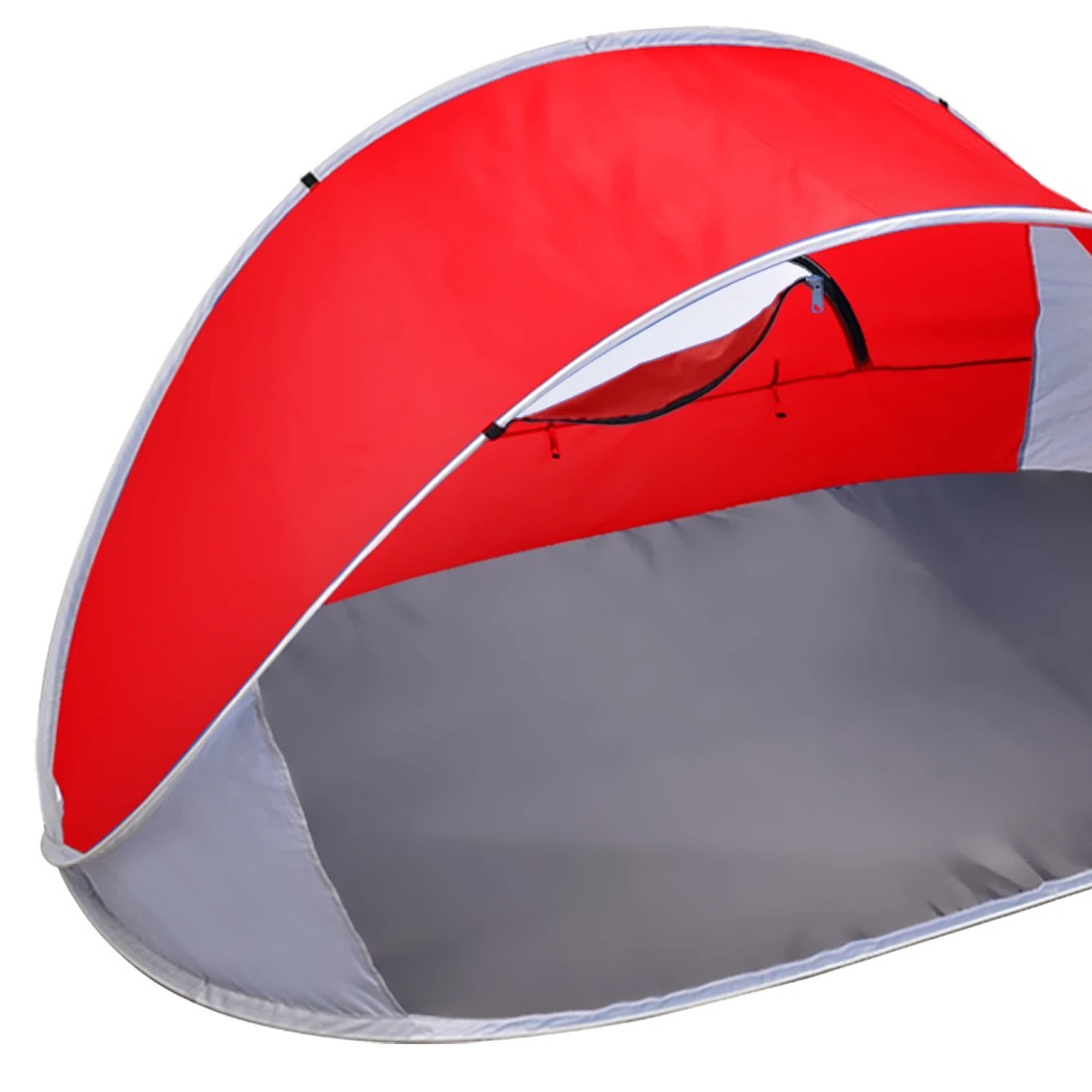 6 Mountview 4 Person Family Size Pop Up Camping Tent Beach Shelter In Colour - Red, 6 of 9