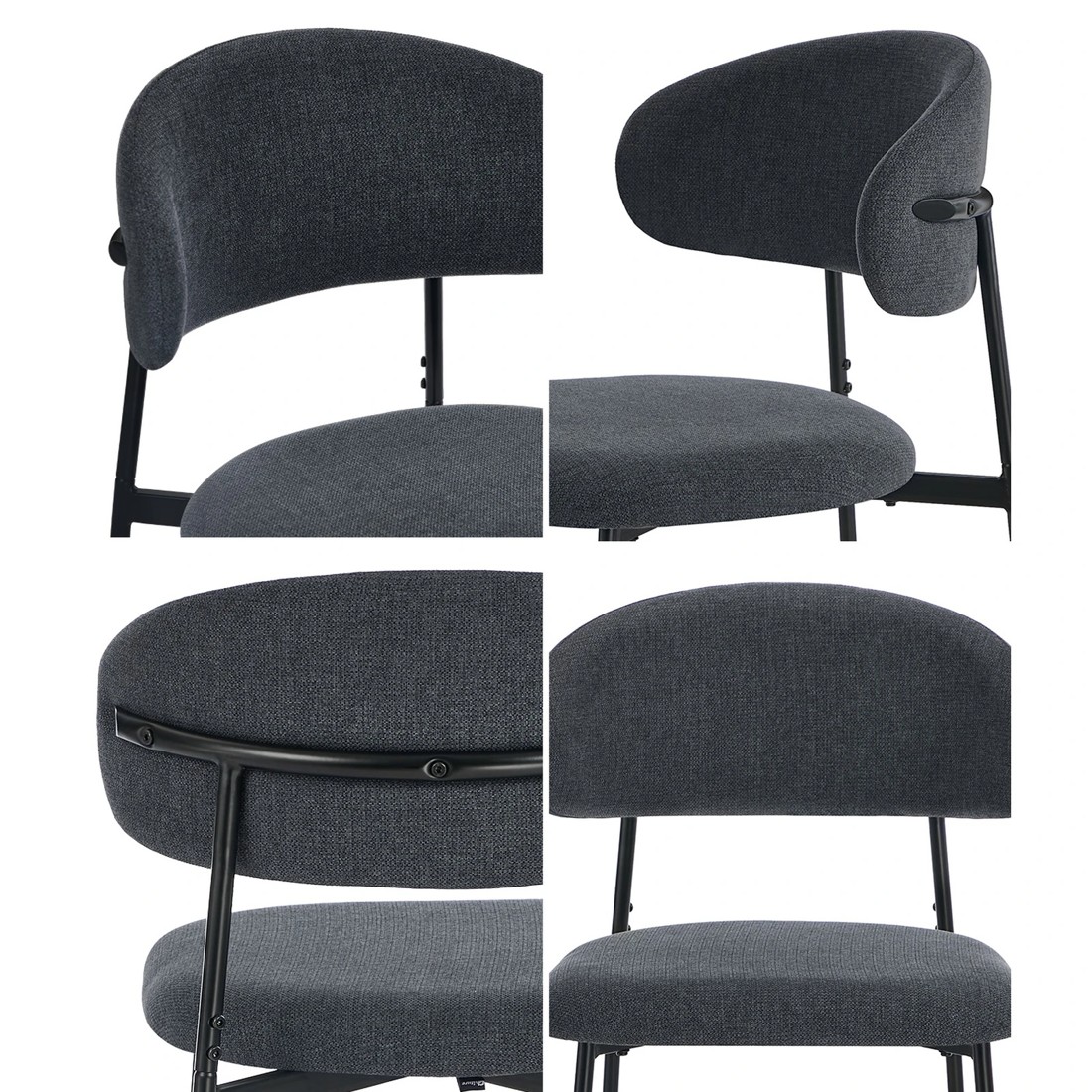 5 Oikiture 2x Dining Chairs Kitchen Lounge Seat Linen Fabric Accent Chair - Grey, 5 of 9