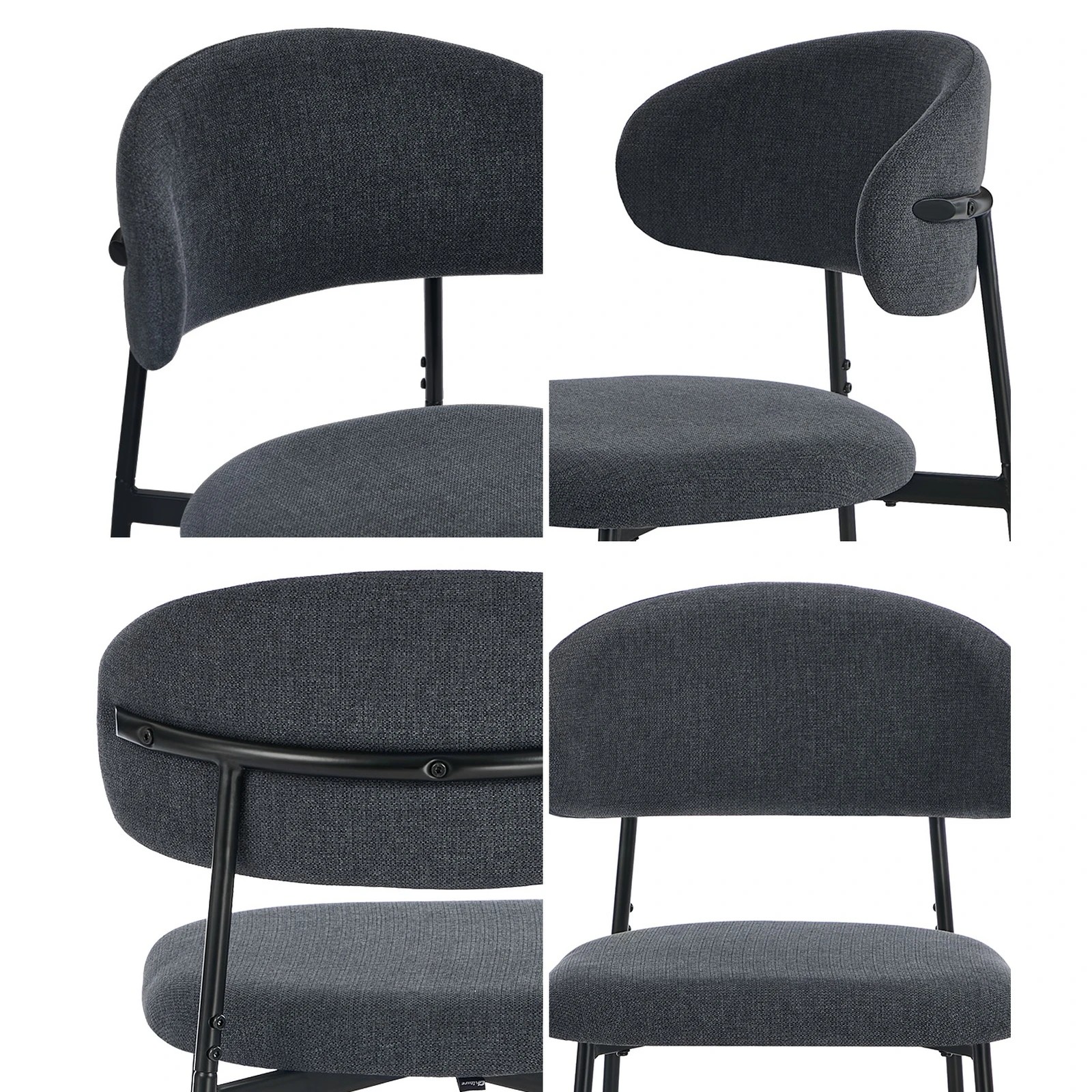 5 Oikiture 2x Dining Chairs Kitchen Lounge Seat Linen Fabric Accent Chair - Grey, 5 of 9