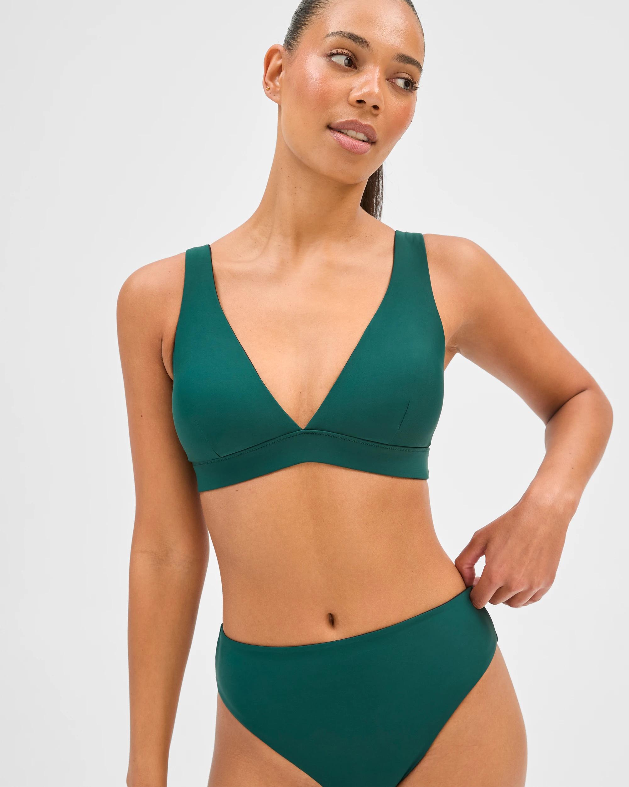 4 Target Woman Resort Reversible V-Neck Matte Micro Swim Bikini Top BLACK/DEEP FOREST, 4 of 9