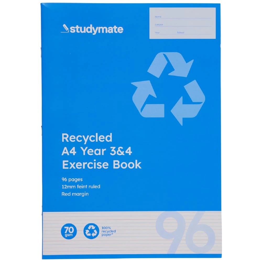 3 Studymate A4 12mm Exercise Book Year 3/4 QLD 96 Page Recycled, 3 of 3