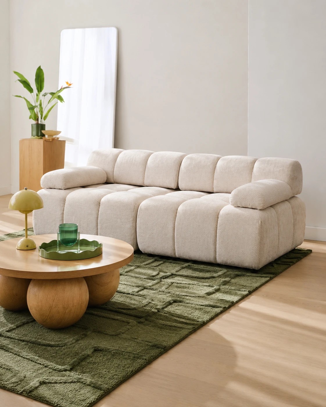 4 Mali 2 Seat Compressed Sofa - Cream, 4 of 7