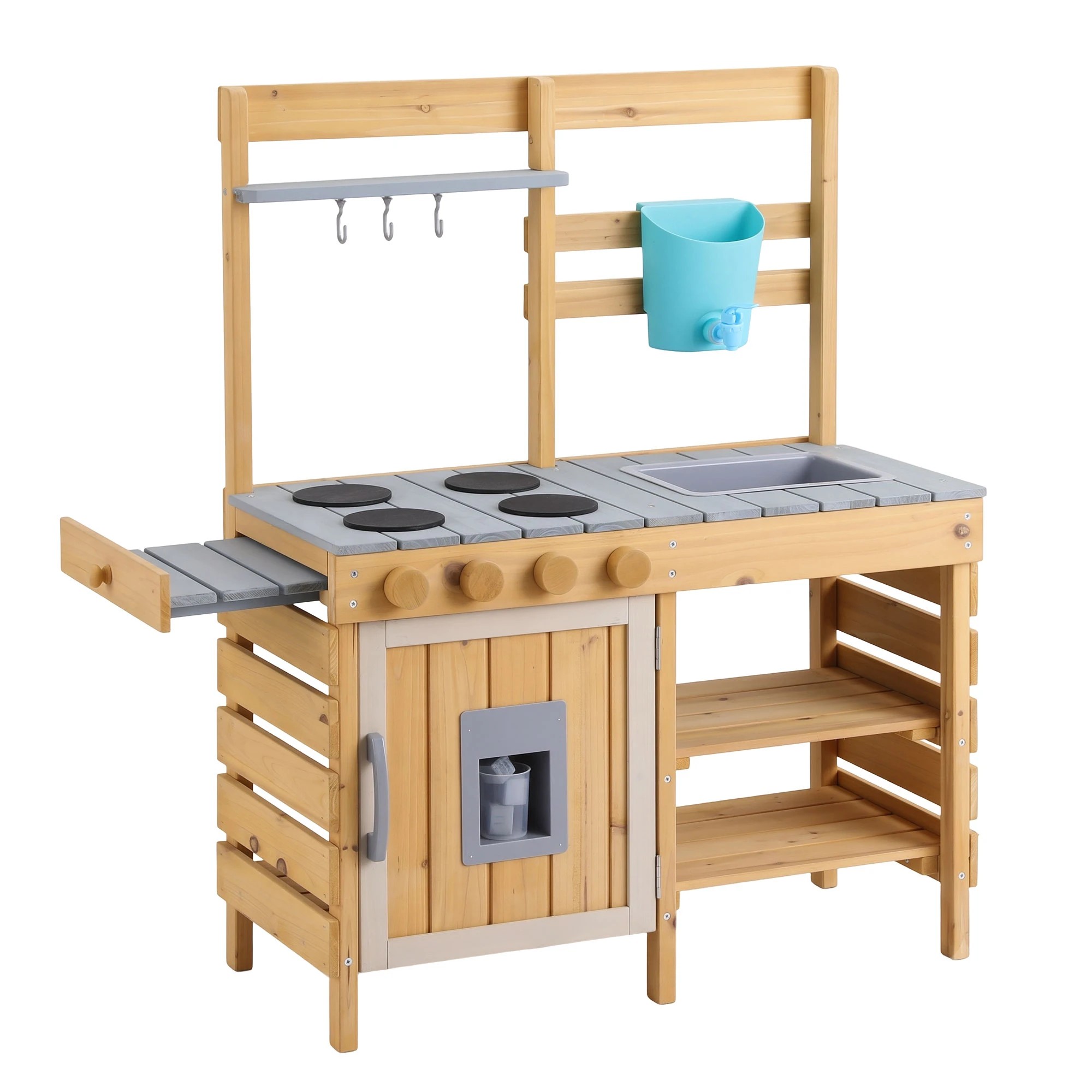 1 Keezi Wooden Kids Kitchen Playset - Natural, 1 of 8