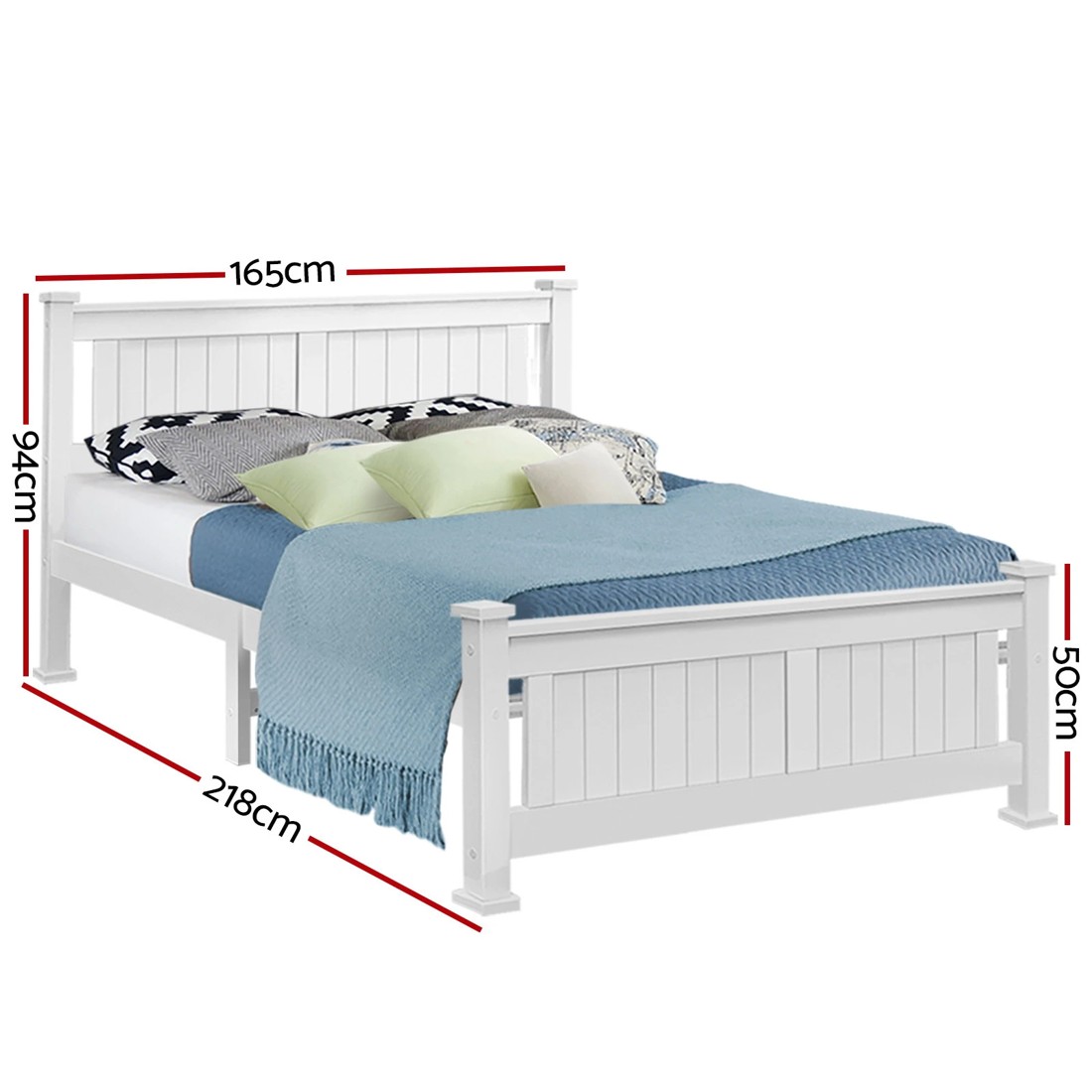 2 Artiss Bed Frame Queen Size Wooden RIO - White, 2 of 8