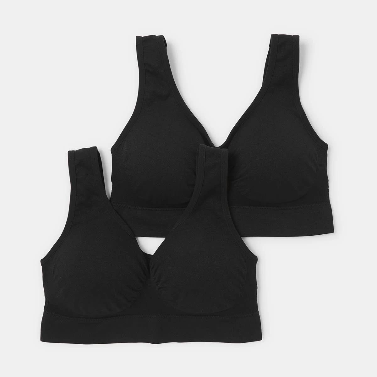 1 2 Pack Wirefree Seamfree Crop BLACK, BLACK, 1 of 7