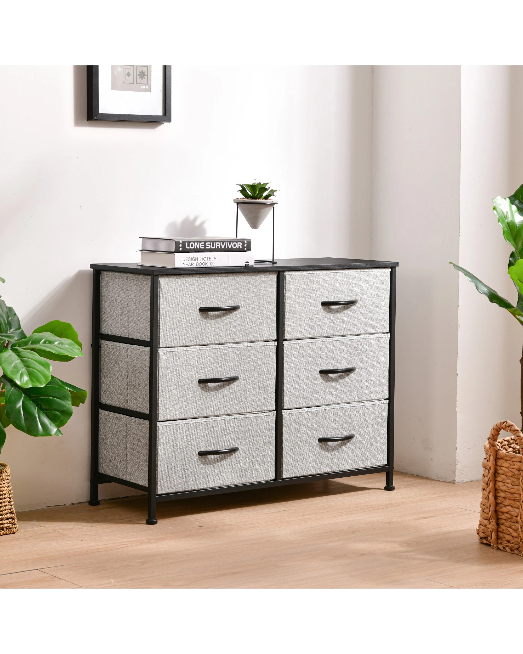 2 Sherwood Luna 6 Drawer Fabric Home Storage Dresser - Grey, 2 of 9