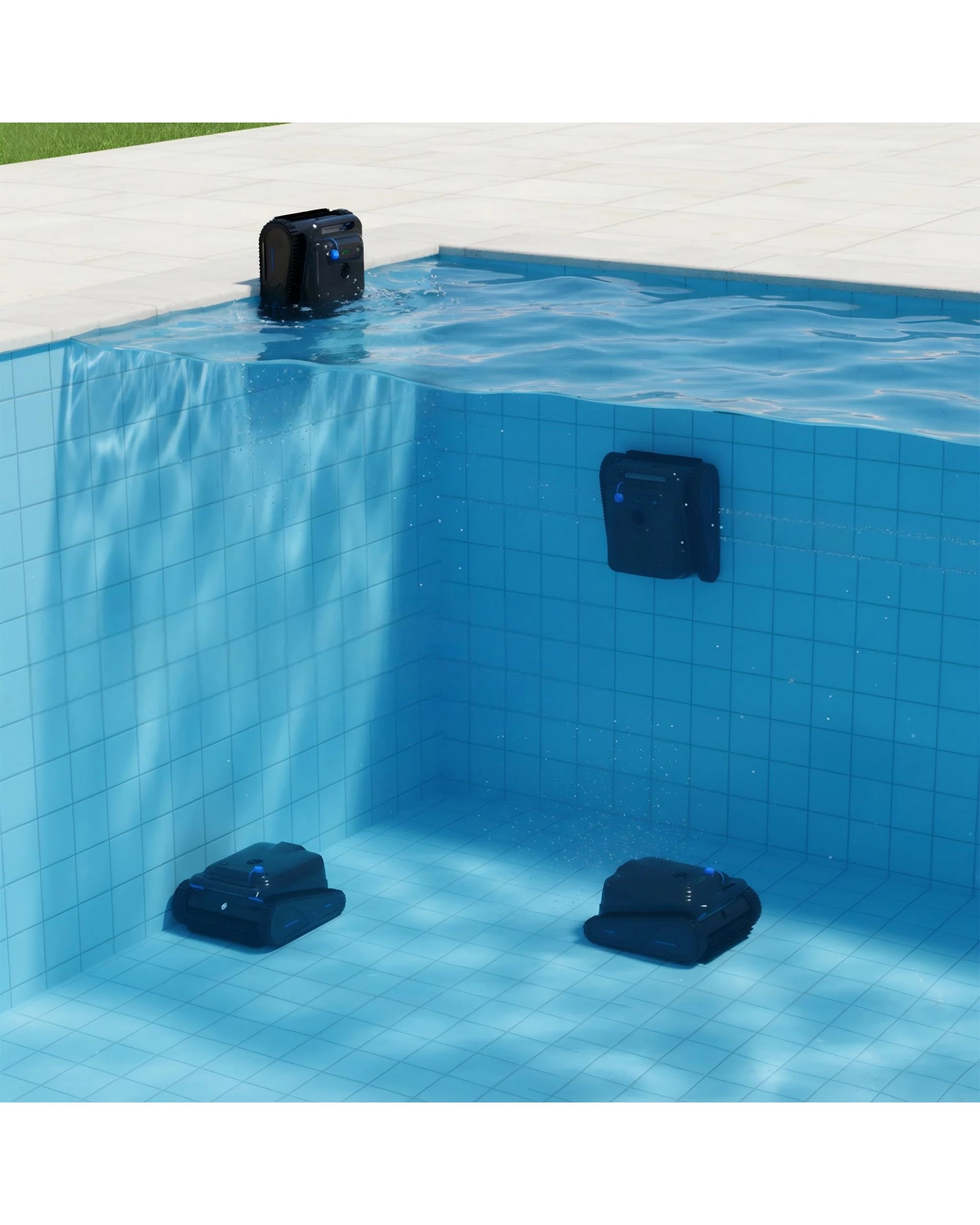 4 Advwin Robotic Pool Vacuum with Wall & Waterline Climbing - Black, 4 of 8