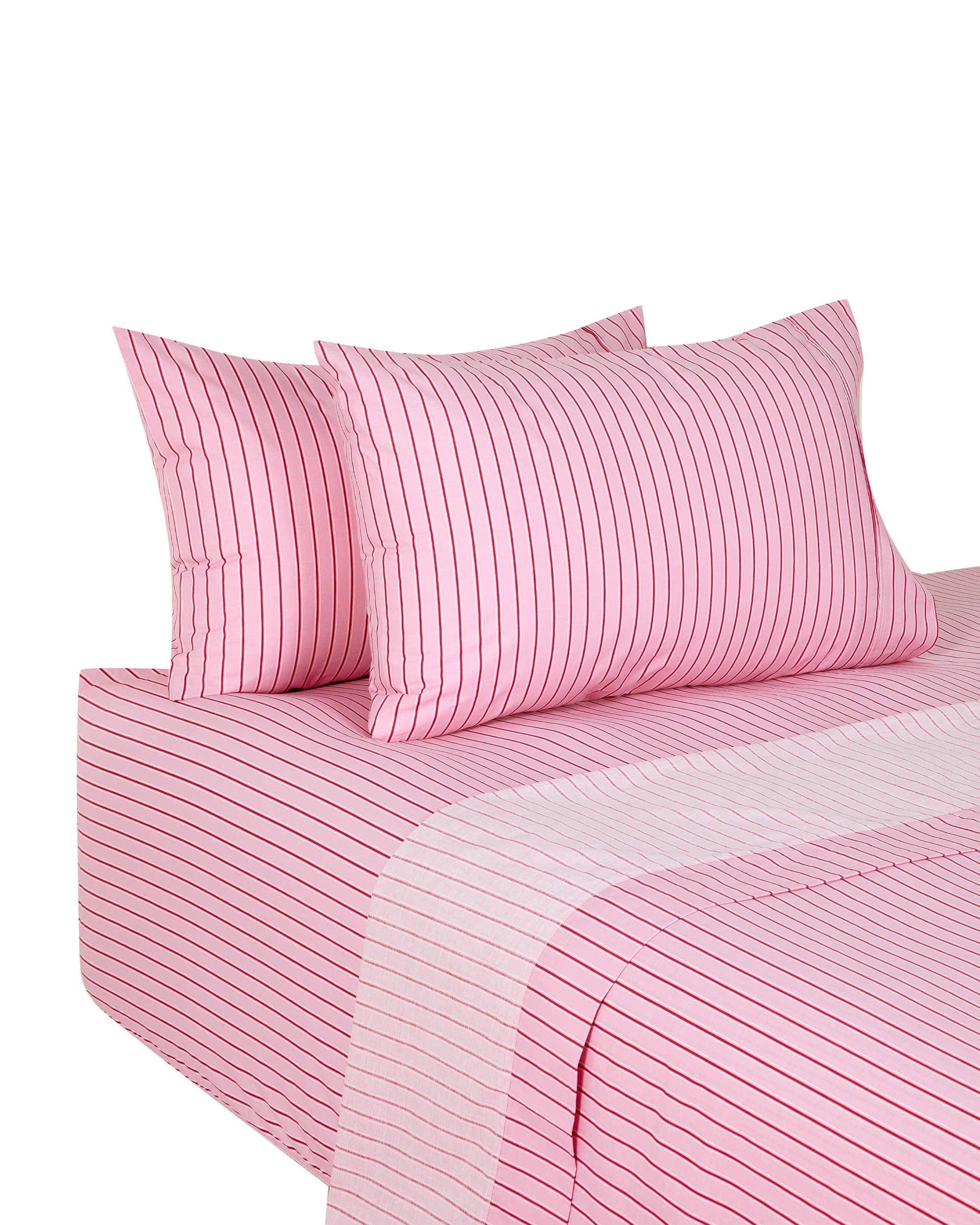 5 225 Thread Count Cotton Stripe Sheet Set - Queen Bed, Pink, 5 of 6