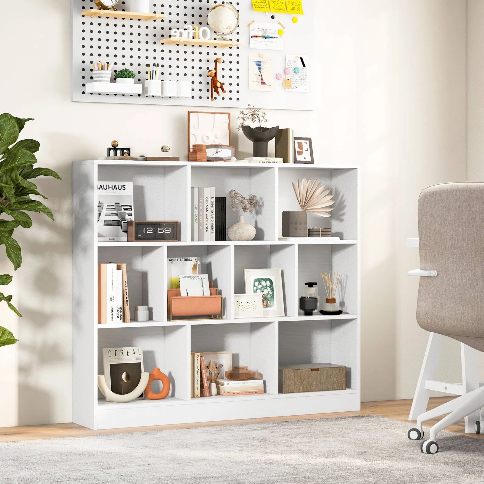 2 Costway 3-Tier Open Storage 10-Cube Bookshelf Storage Wooden Display Shelf - White, 2 of 4