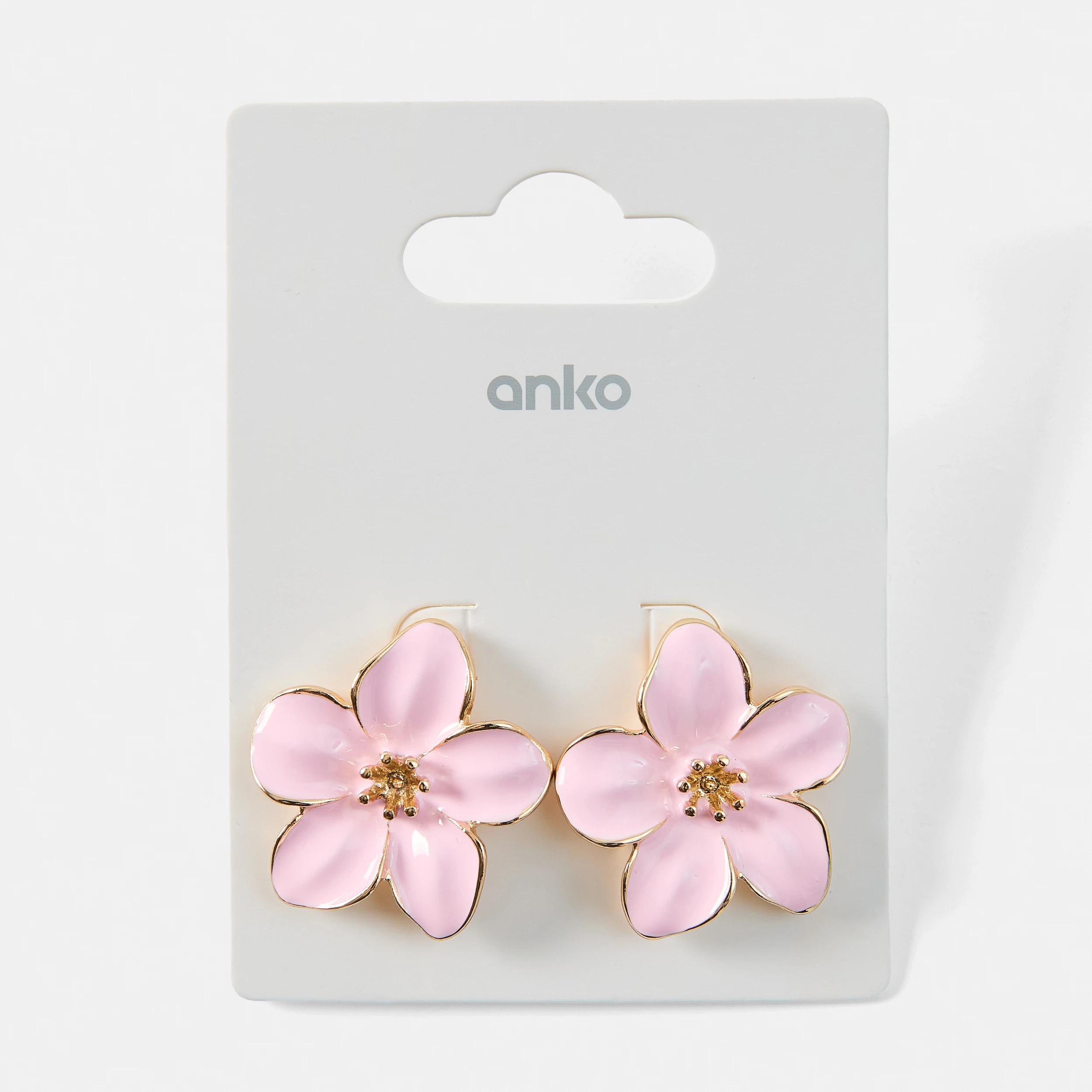 4 Flower Stud Earrings - Pink Pink, 4 of 4