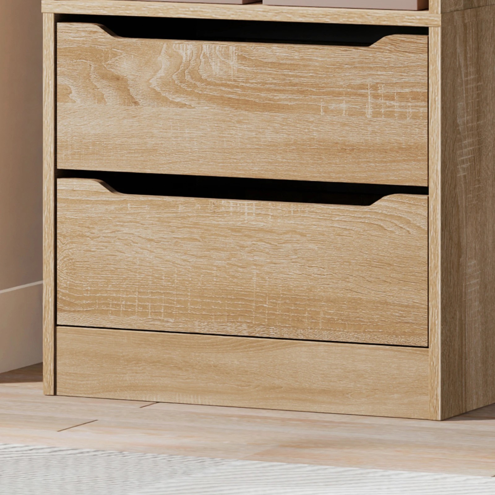 5 Alfordson Chest of 2 Drawers Office Storage Cabinet Tallboy Bedroom - Oak, 5 of 10