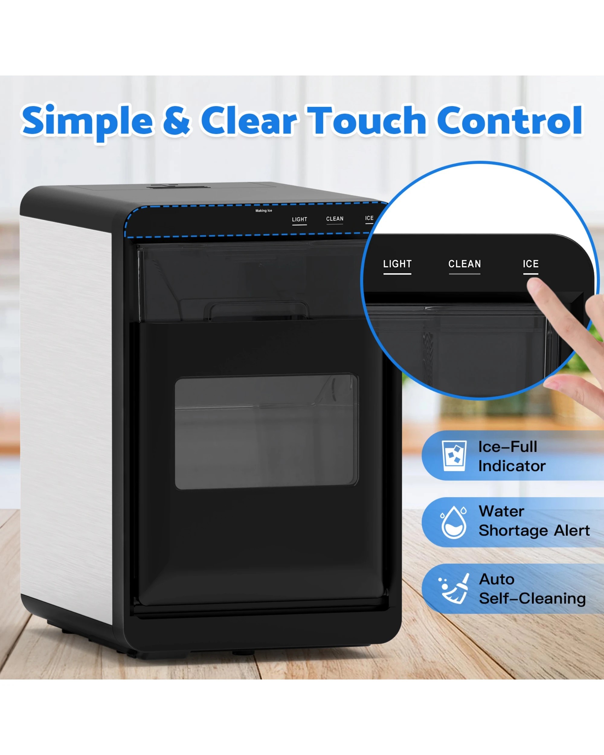 3 Advwin Nugget Ice Maker, Chewable Ice Machine With Soft Pebble Ice, 20kg/day Countertop Ice Maker, 3 of 7