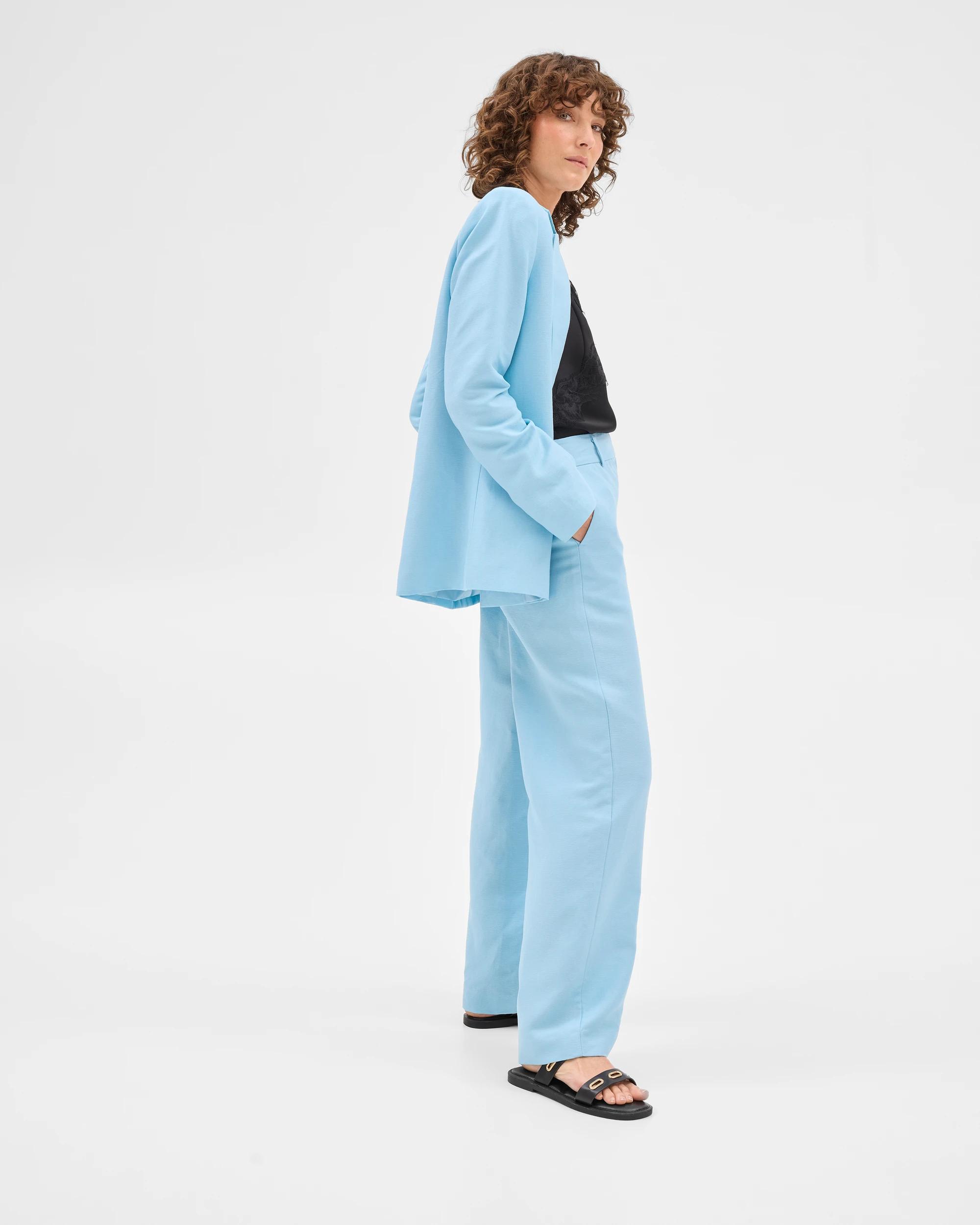 7 Linen Blend Single Breasted Blazer - Preview AZURE SKY, 7 of 7