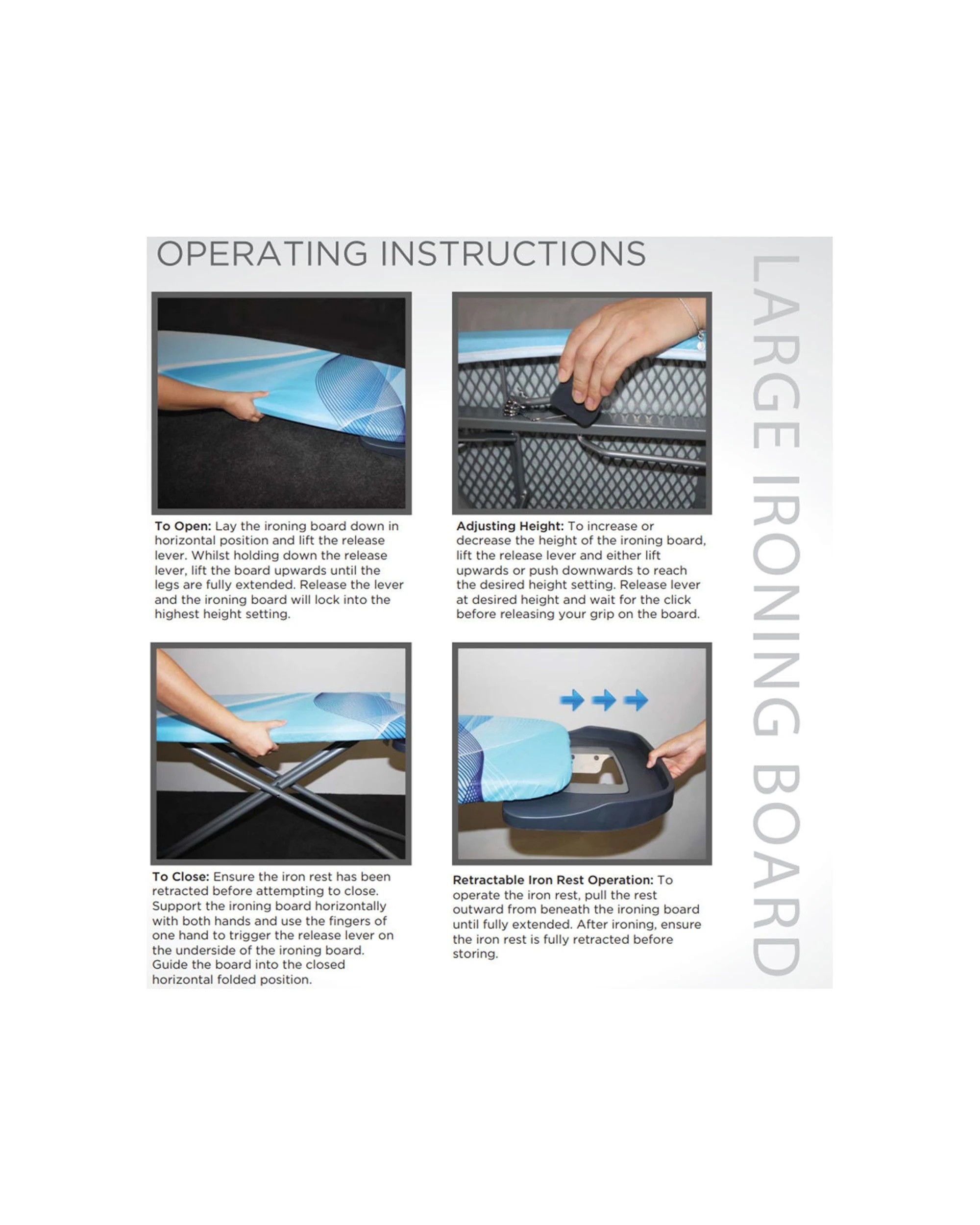 4 Westinghouse 47in Foldable/portable Ironing Board W Cover/iron Rest For Clothes
 - White, 4 of 4