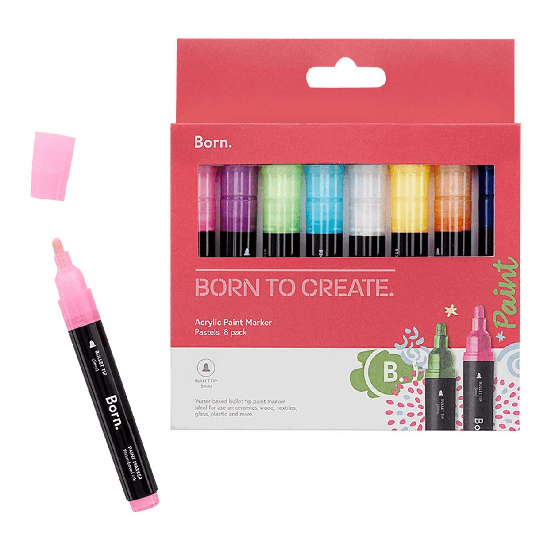 1 Born Acrylic Paint Marker 5mm Pastels 8 Pack, 1 of 4