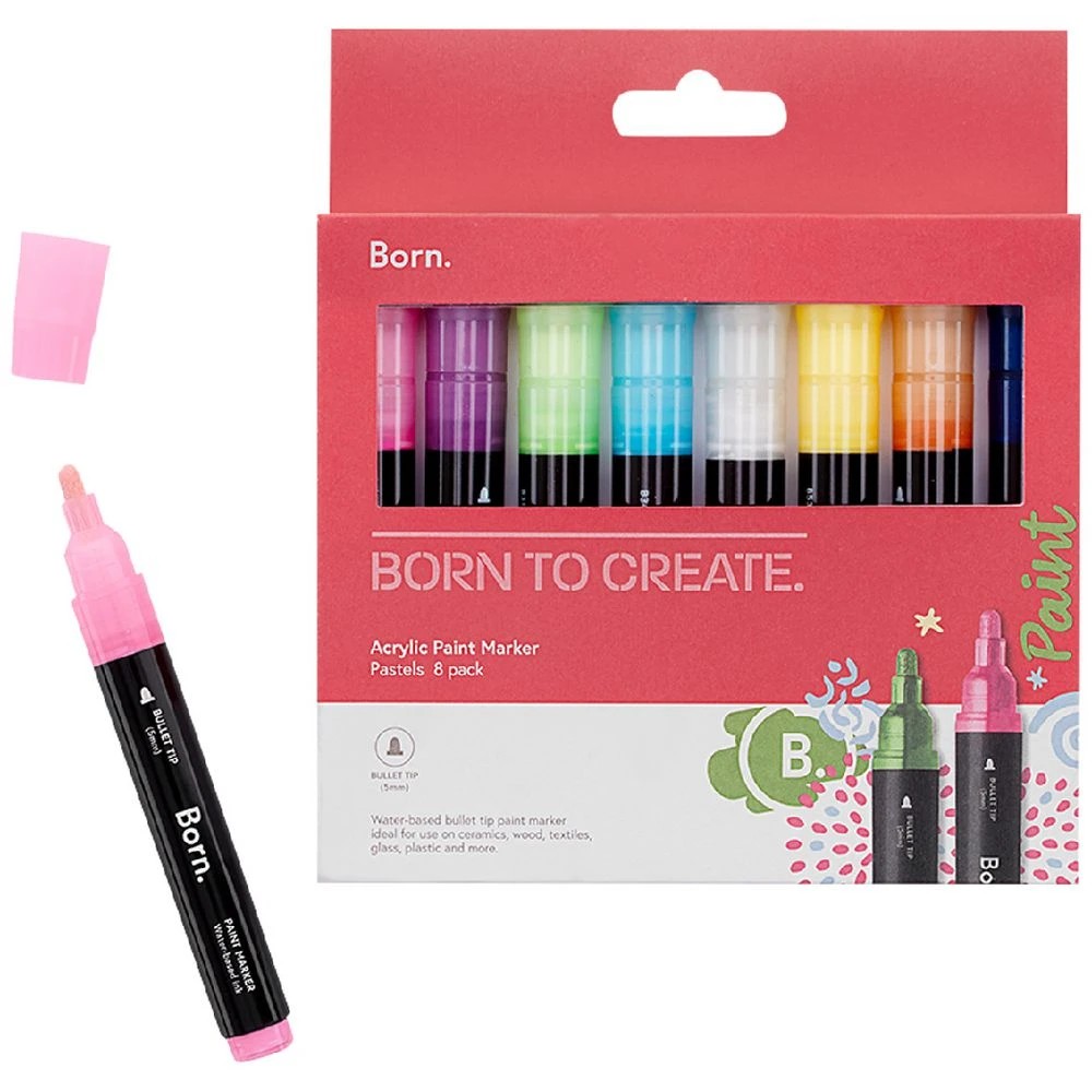 1 Born Acrylic Paint Marker 5mm Pastels 8 Pack, 1 of 4