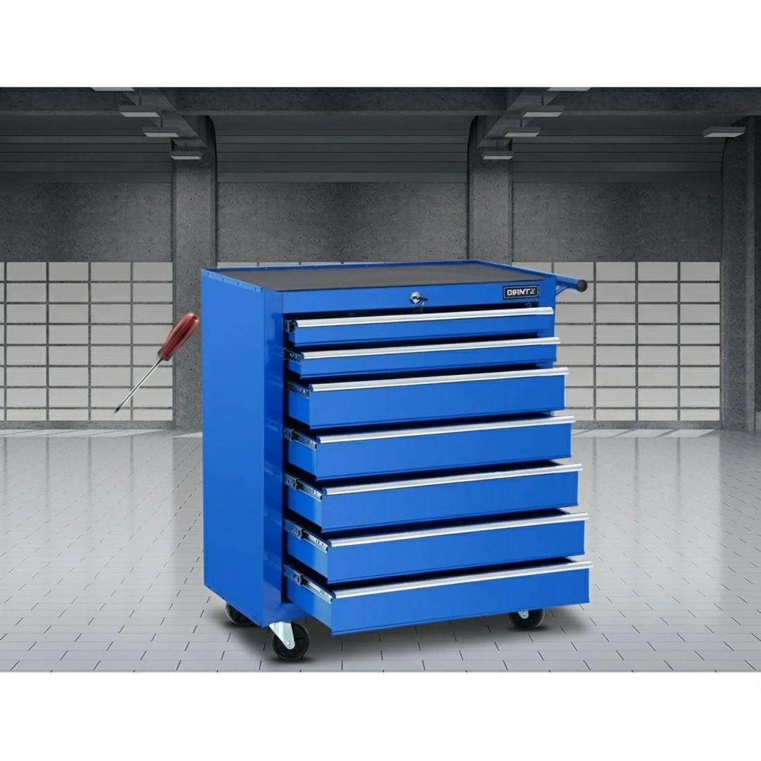 2 Giantz 7 Drawer Tool Box Cabinet Chest Trolley Storage Garage Toolbox - Blue, 2 of 5