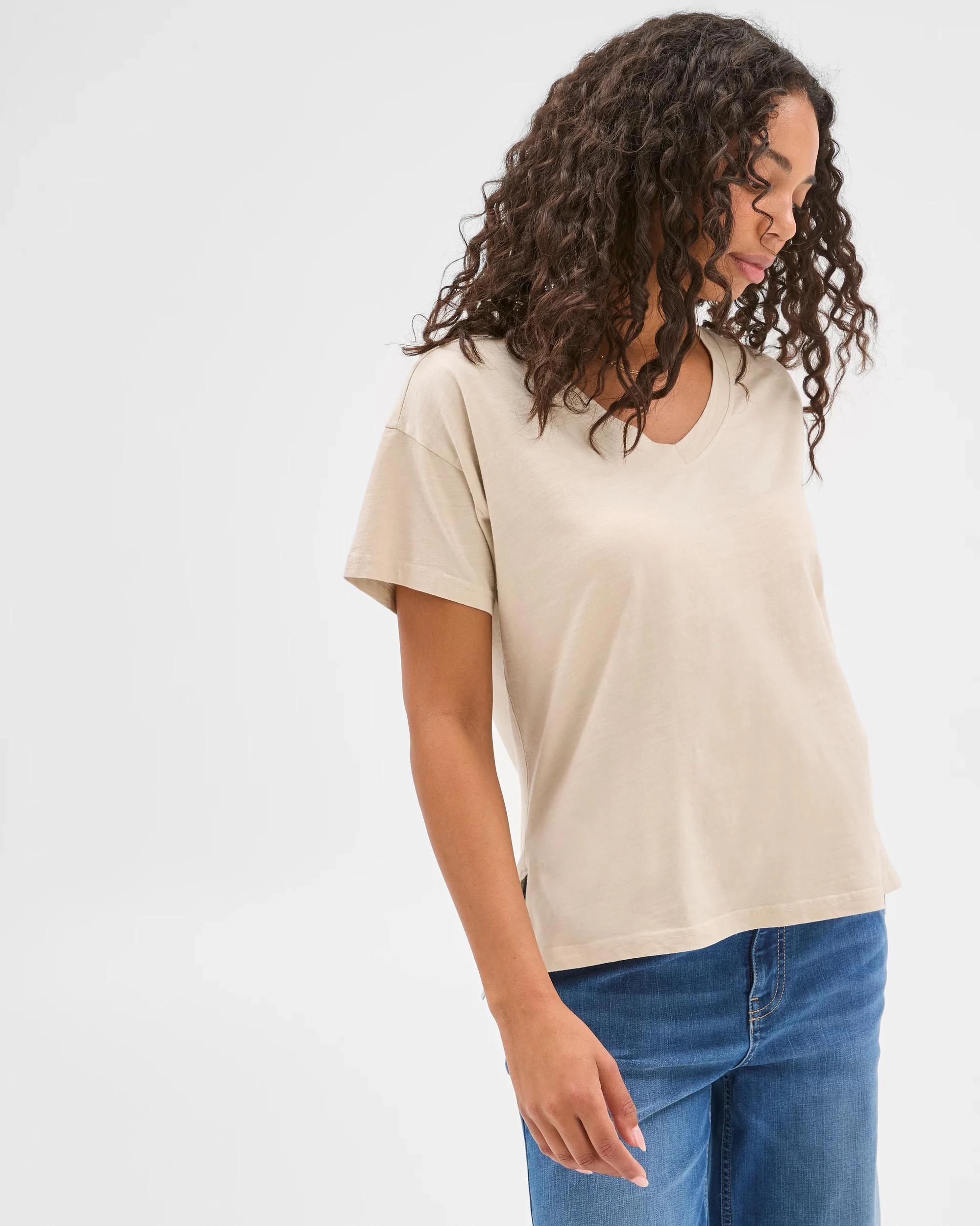 3 Target Australian Cotton Relaxed Slub V-Neck T-Shirt ENOKI, 3 of 6