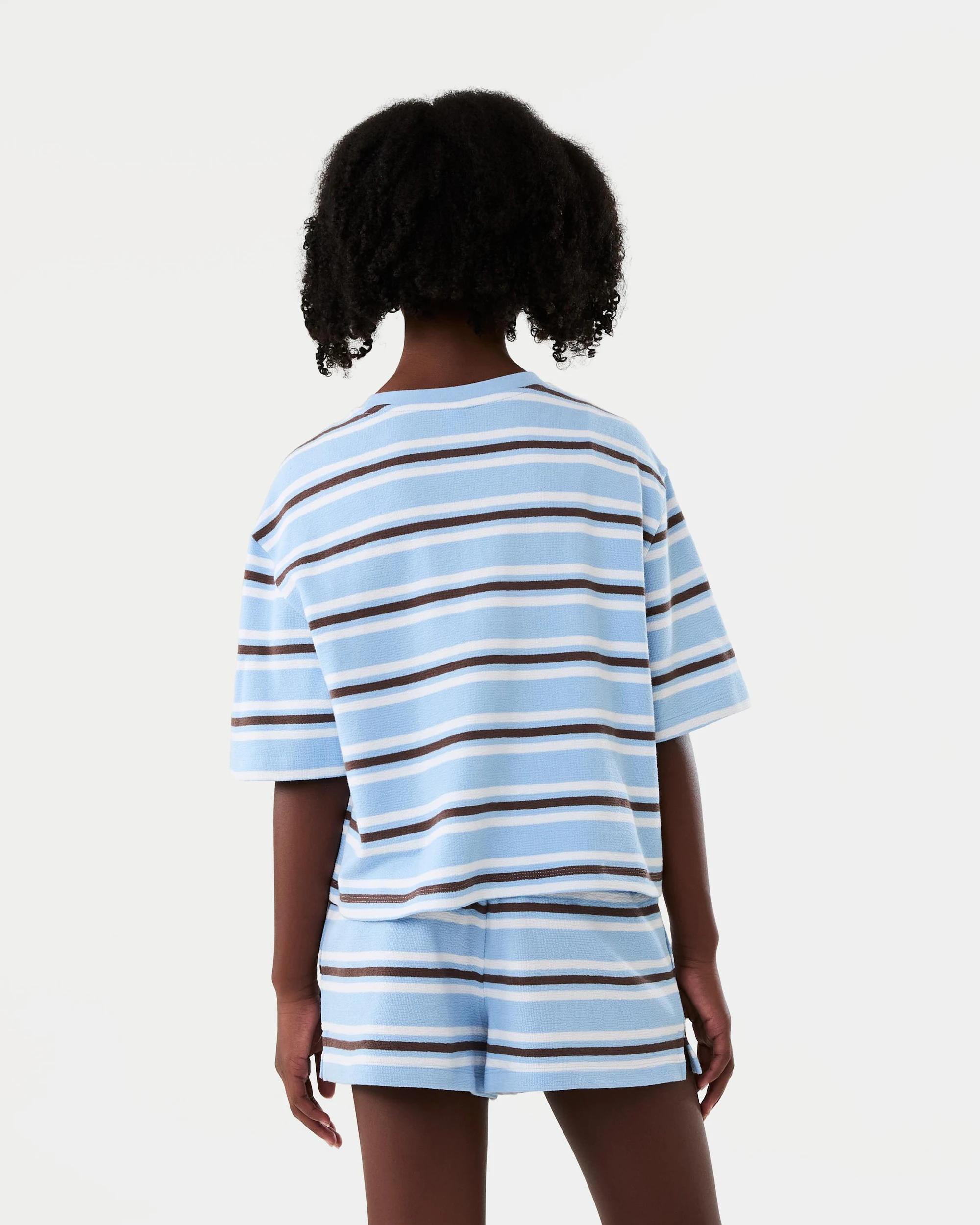 8 Short Sleeve Textured Knit Set Blu Stripe, 8 of 8