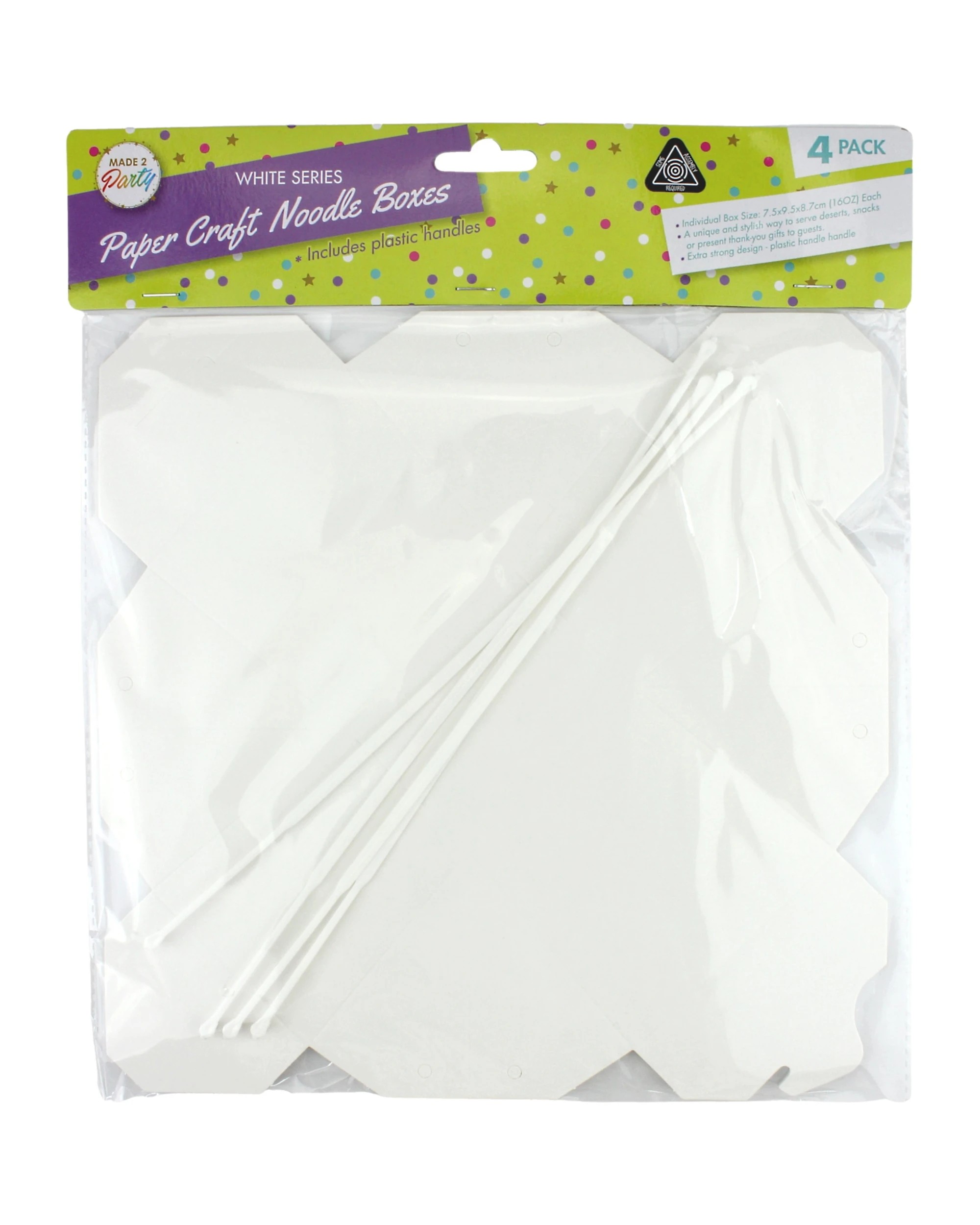 2 Durmaz Paper Noodle Boxes 7.5cm x 5.5cm x 8.5cm Pack of 4 - White, 2 of 3