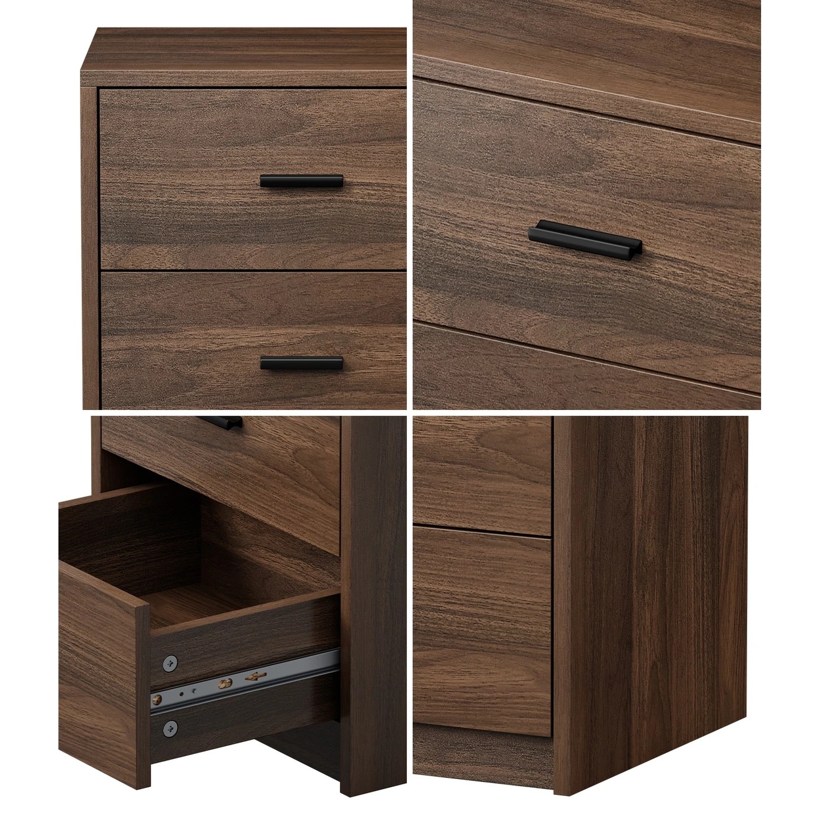 5 Oikiture Bedside Table 3 Drawers Nightstand Bedroom Storage Side End - Brown, 5 of 9