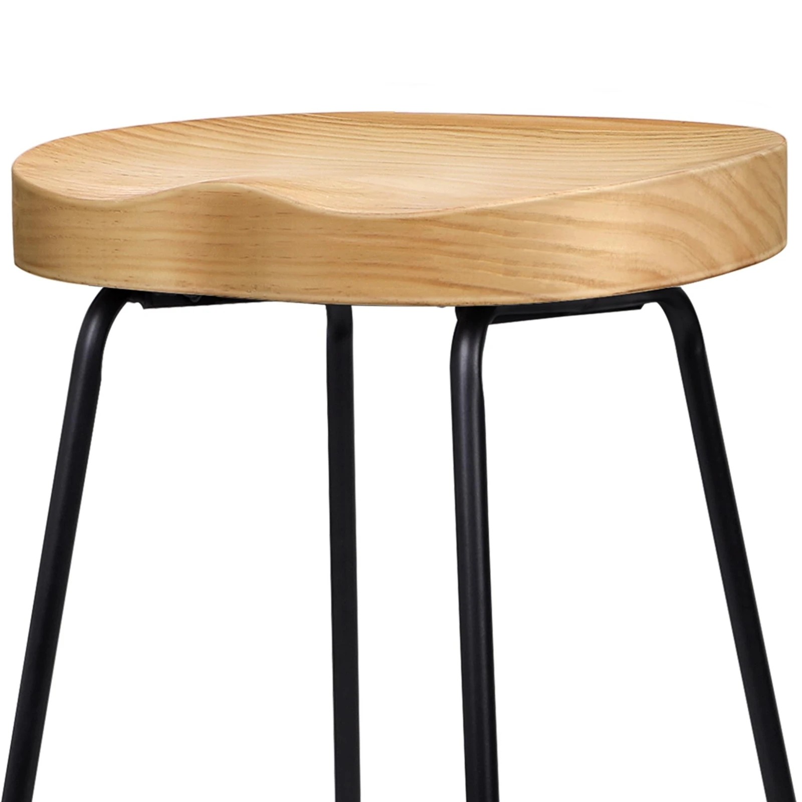 9 Alfordson 2x Bar Stools 65cm Tractor Kitchen Wooden Vintage Chair - Natural, 9 of 10