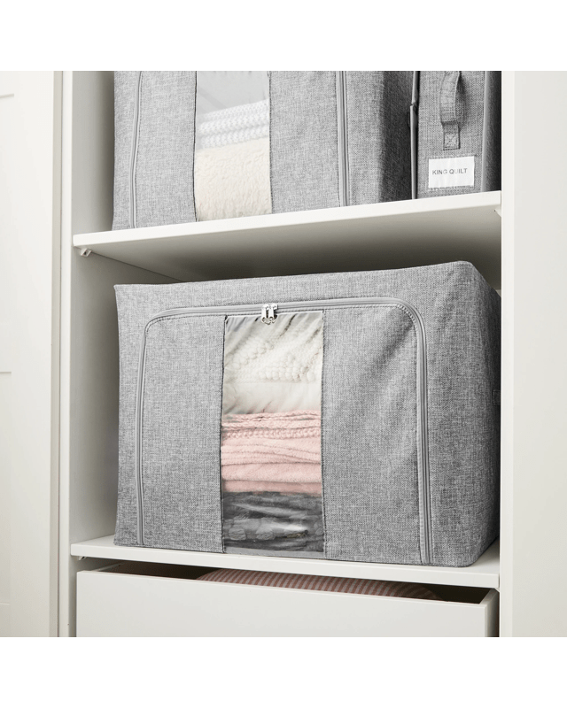 Linen Look Collapsible Box with Window - Extra Large, Char