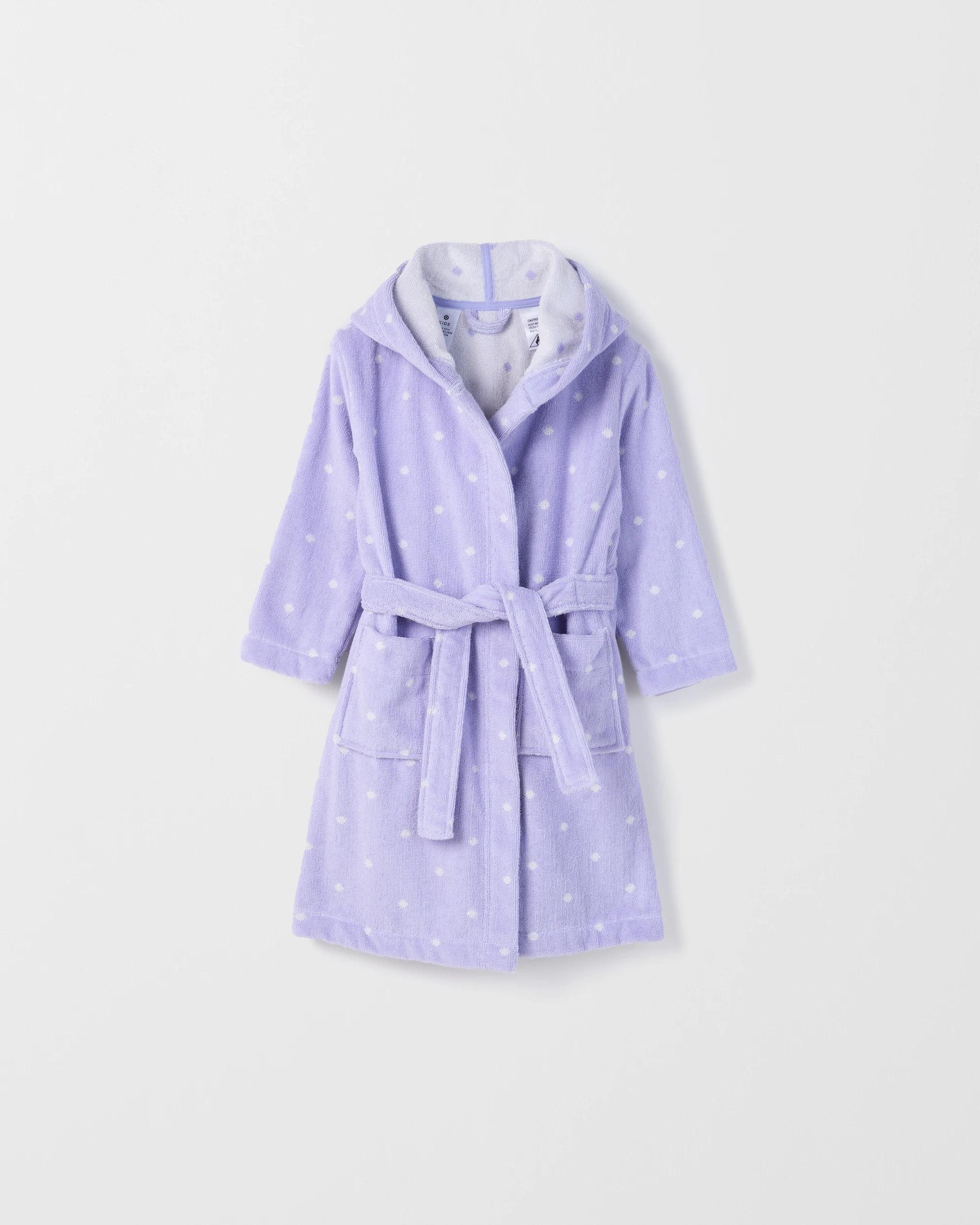 1 Target Kids Younger Girls Australian Cotton Towelling Dressing Gown PURPLE SPOT, 1 of 4