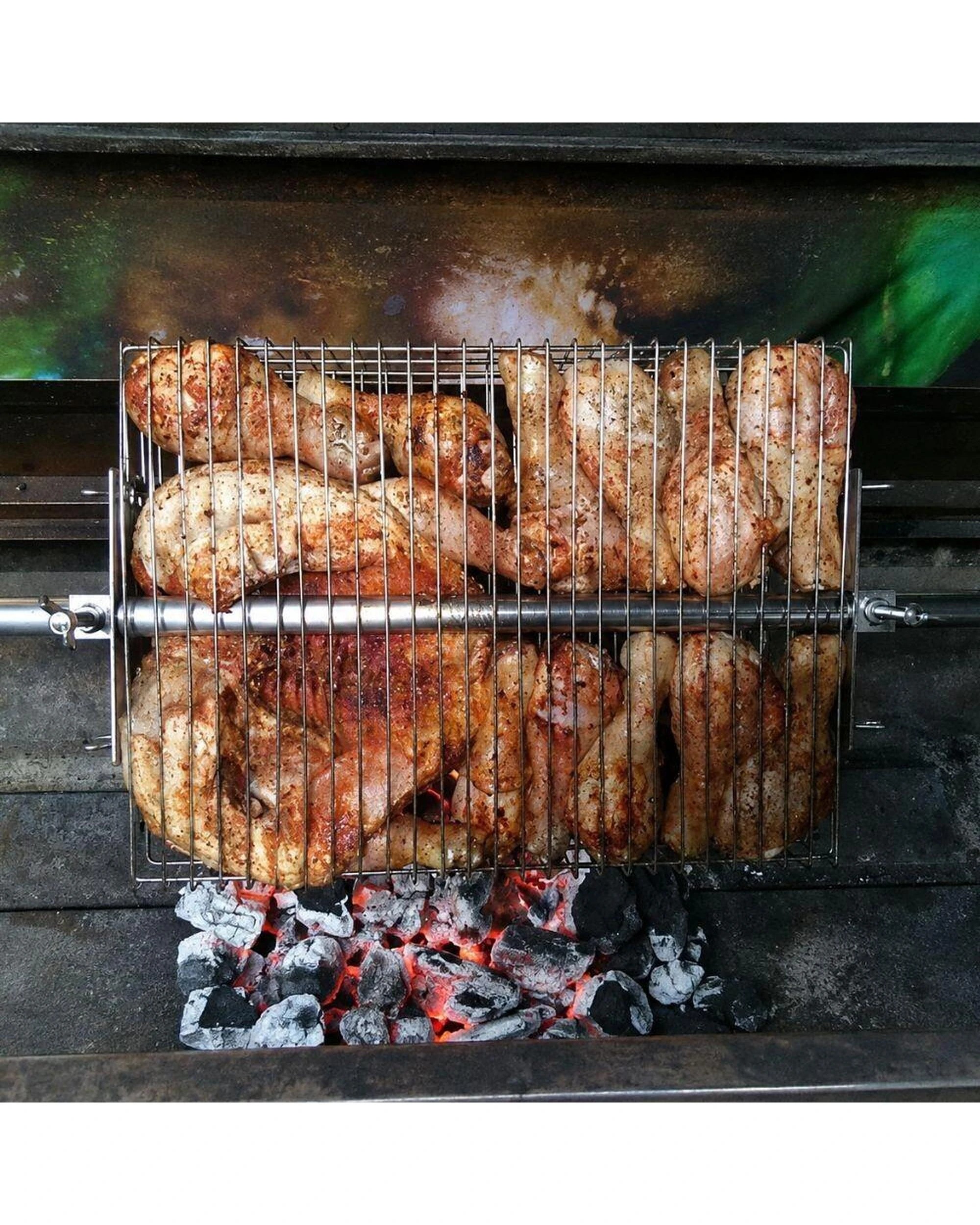 2 Auspit Stainless Steel Spit Rotisserie Basket BBQ Cage, 2 of 10