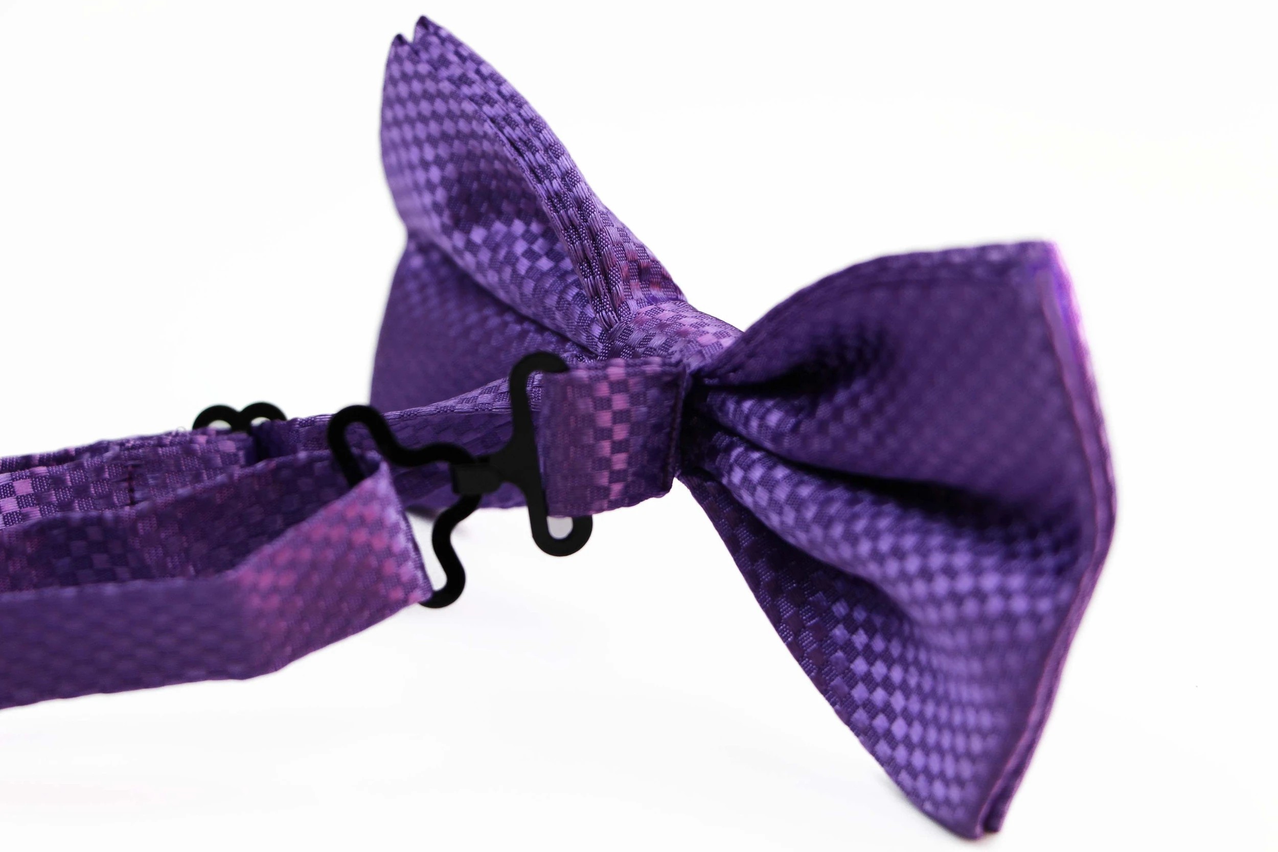 3 Zasel Mens Light Purple Disco Shine Checkered Patterned Bow Tie - Purple, 3 of 4