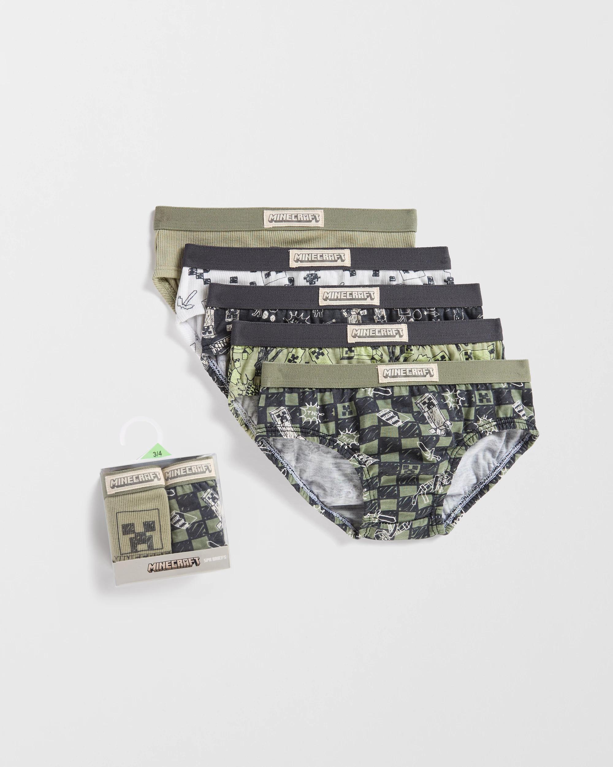 1 Minecraft Australian Cotton Younger Boys Briefs 5 Pack MINECRAFT, 1 of 3
