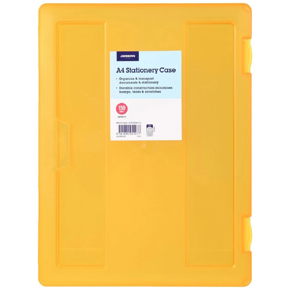 1 J.Burrows Stationery Case A4 Clip Closure Orange, 1 of 4