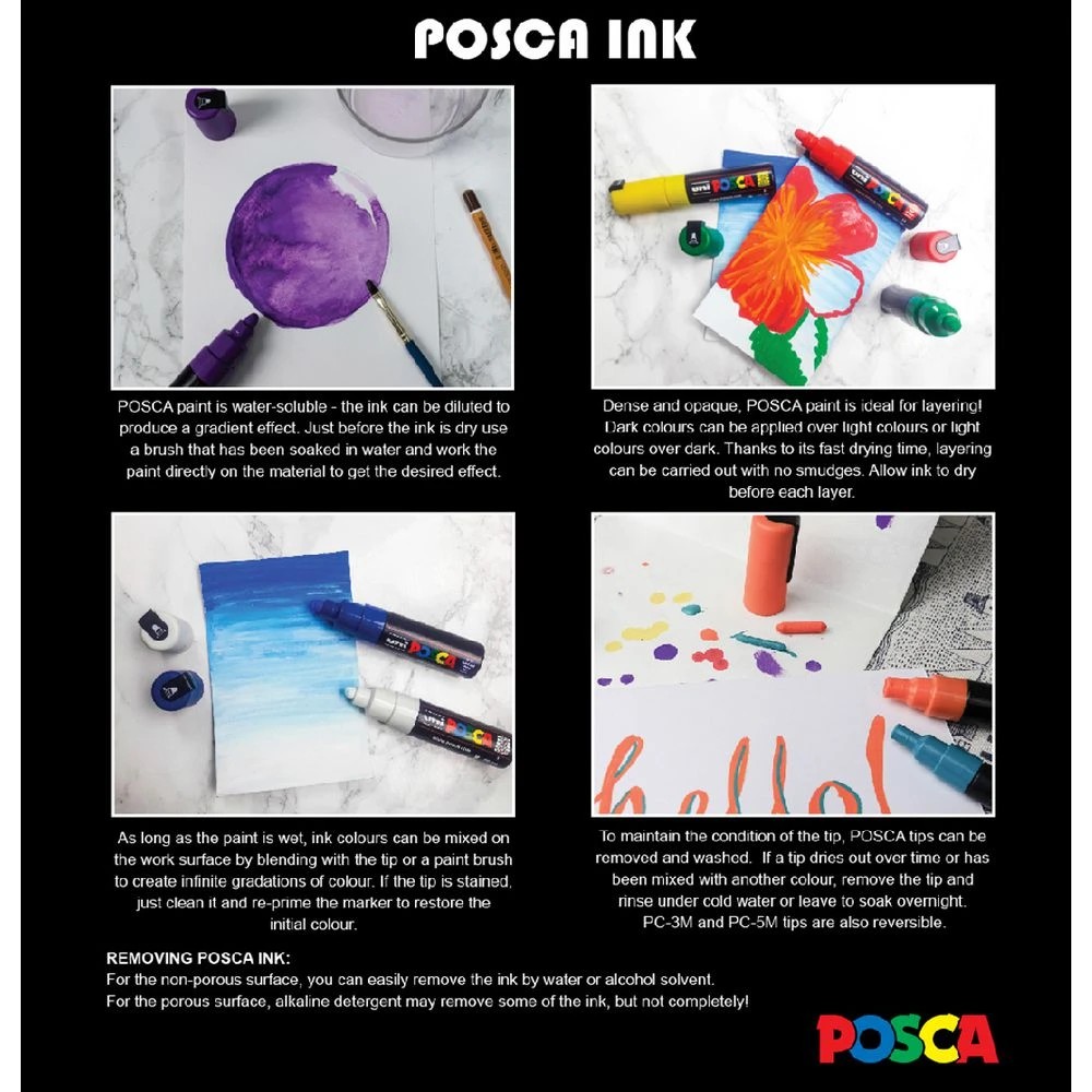 4 POSCA PC-3M Paint Markers Dark Colours 8 Pack, 4 of 5