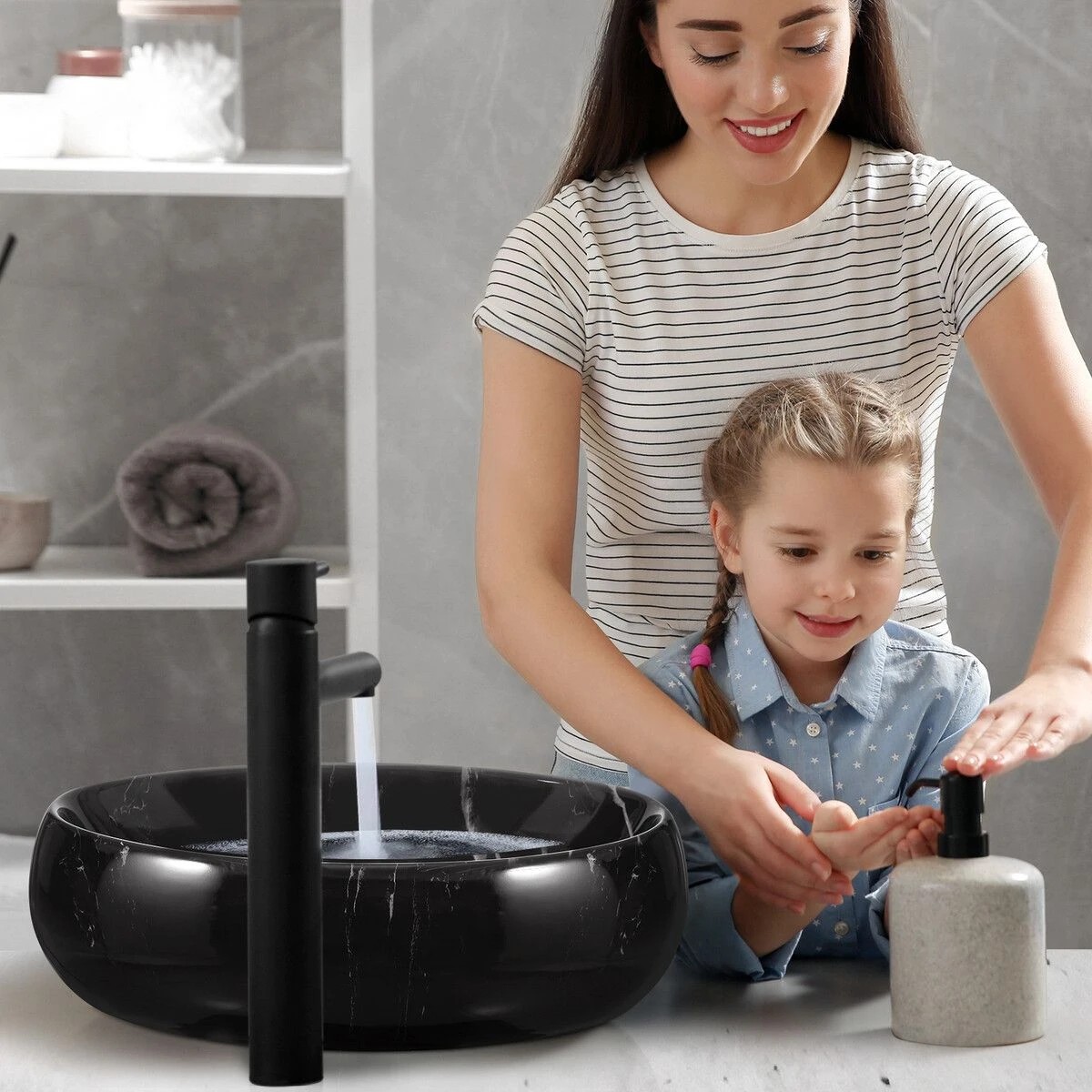 3 LUXSUITE Ceramic Bathroom Sink Basin, 3 of 4