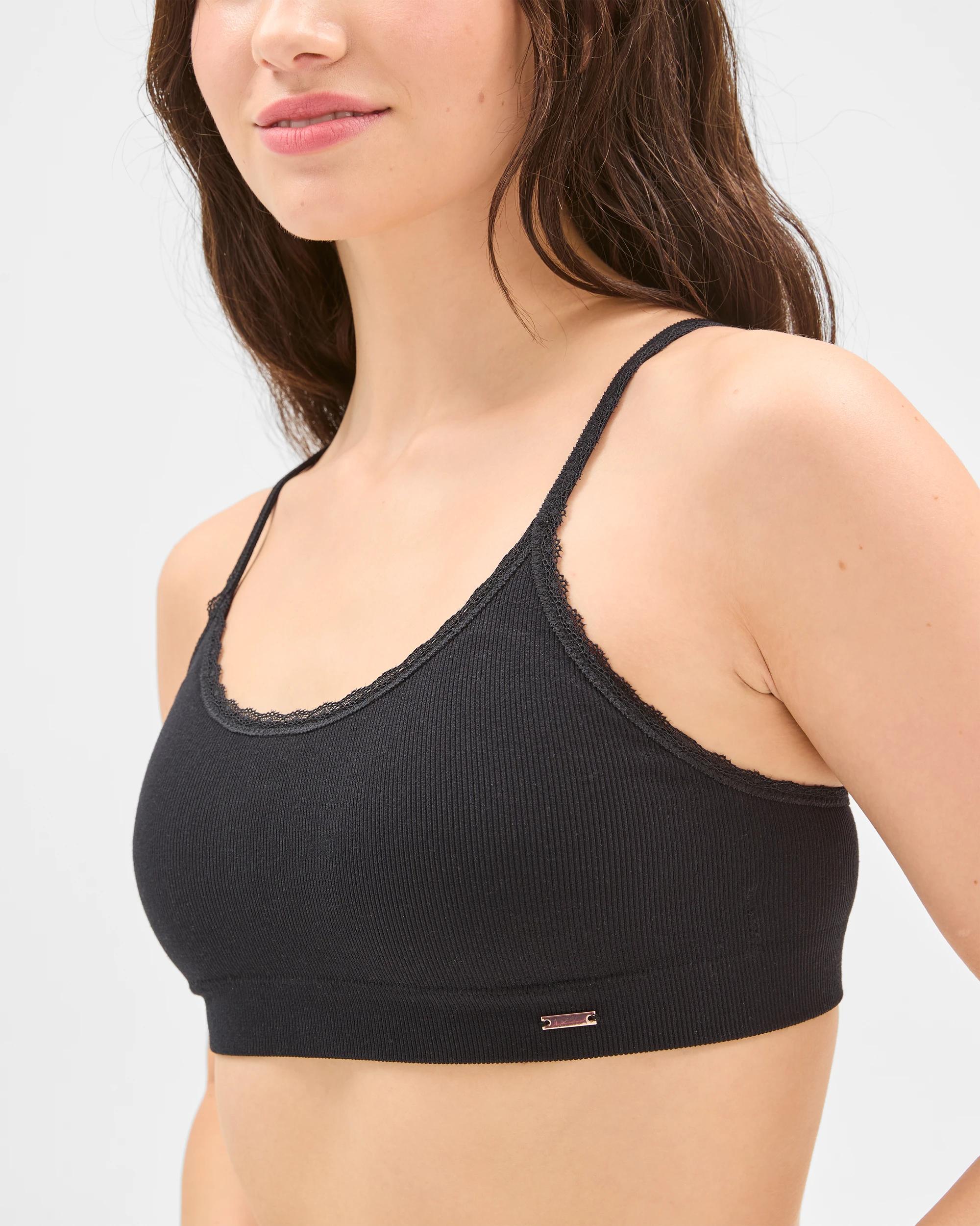 1 Lily Loves Rib and Lace Seamfree Crop Top BLACK, 1 of 5