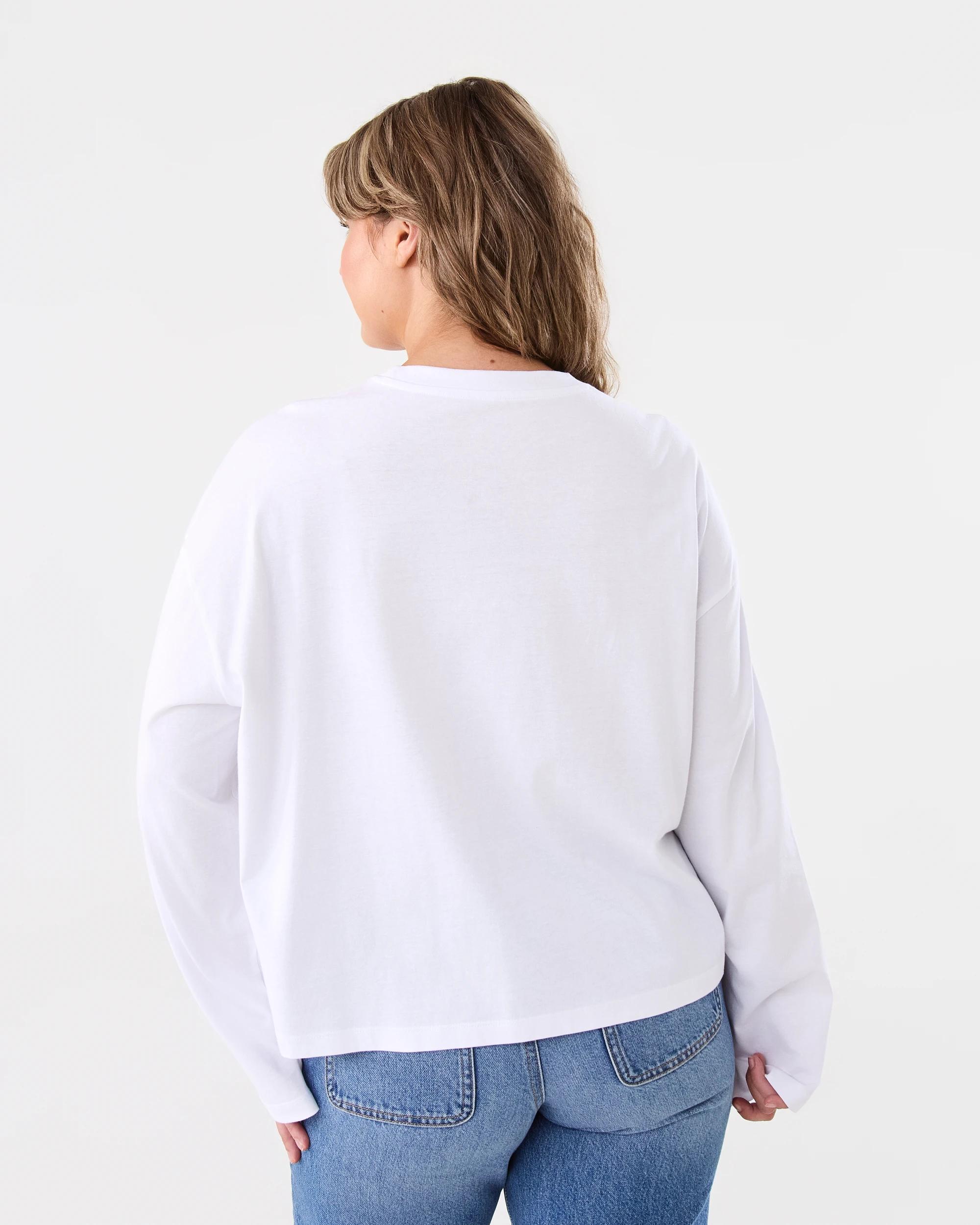 3 Long Sleeve Oversized Boyfriend T-shirt White, 3 of 6