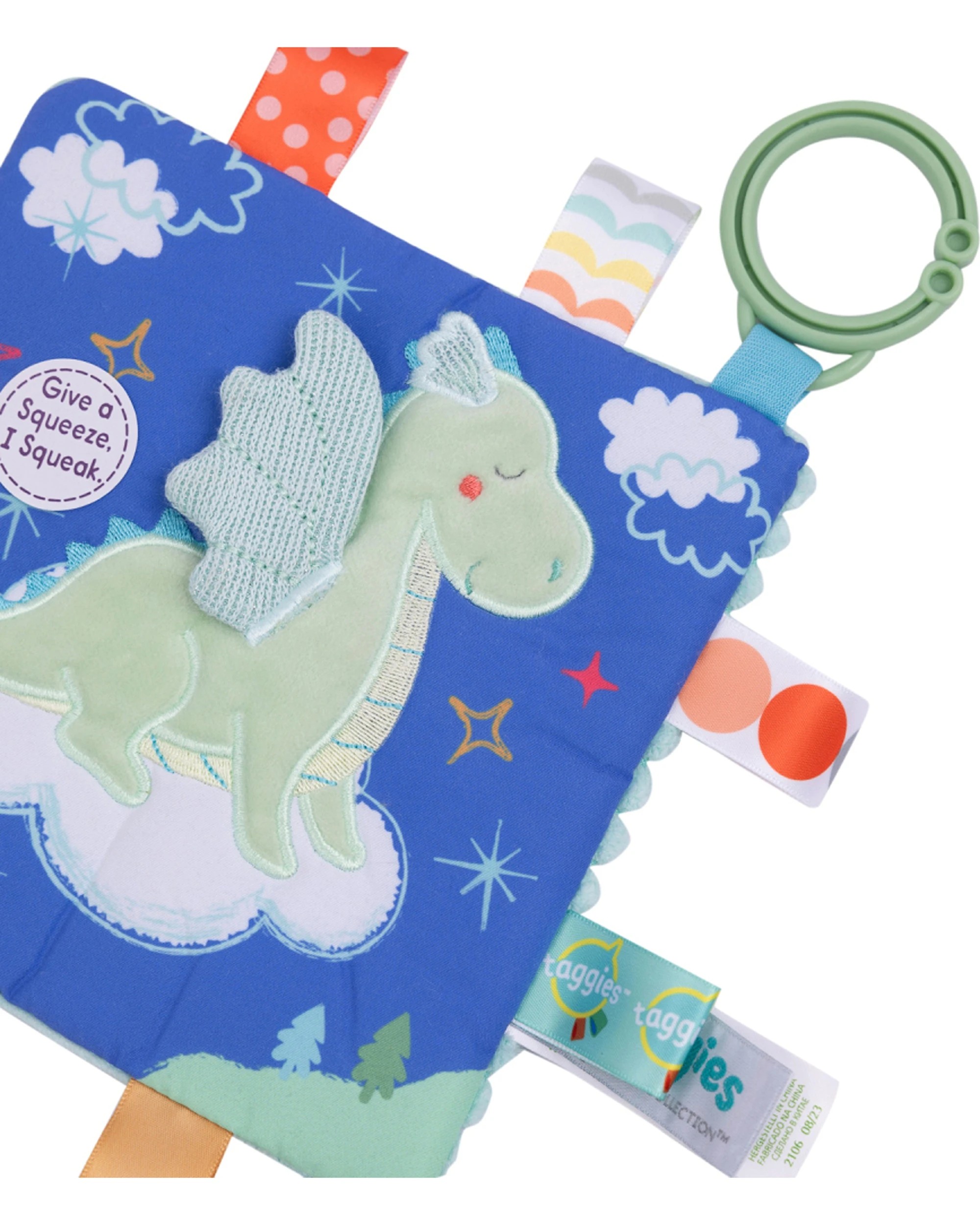 2 Mary Meyer Taggies Drax Dragon Crinkle Me Activity Toy 16.5cm - Blue, 2 of 5