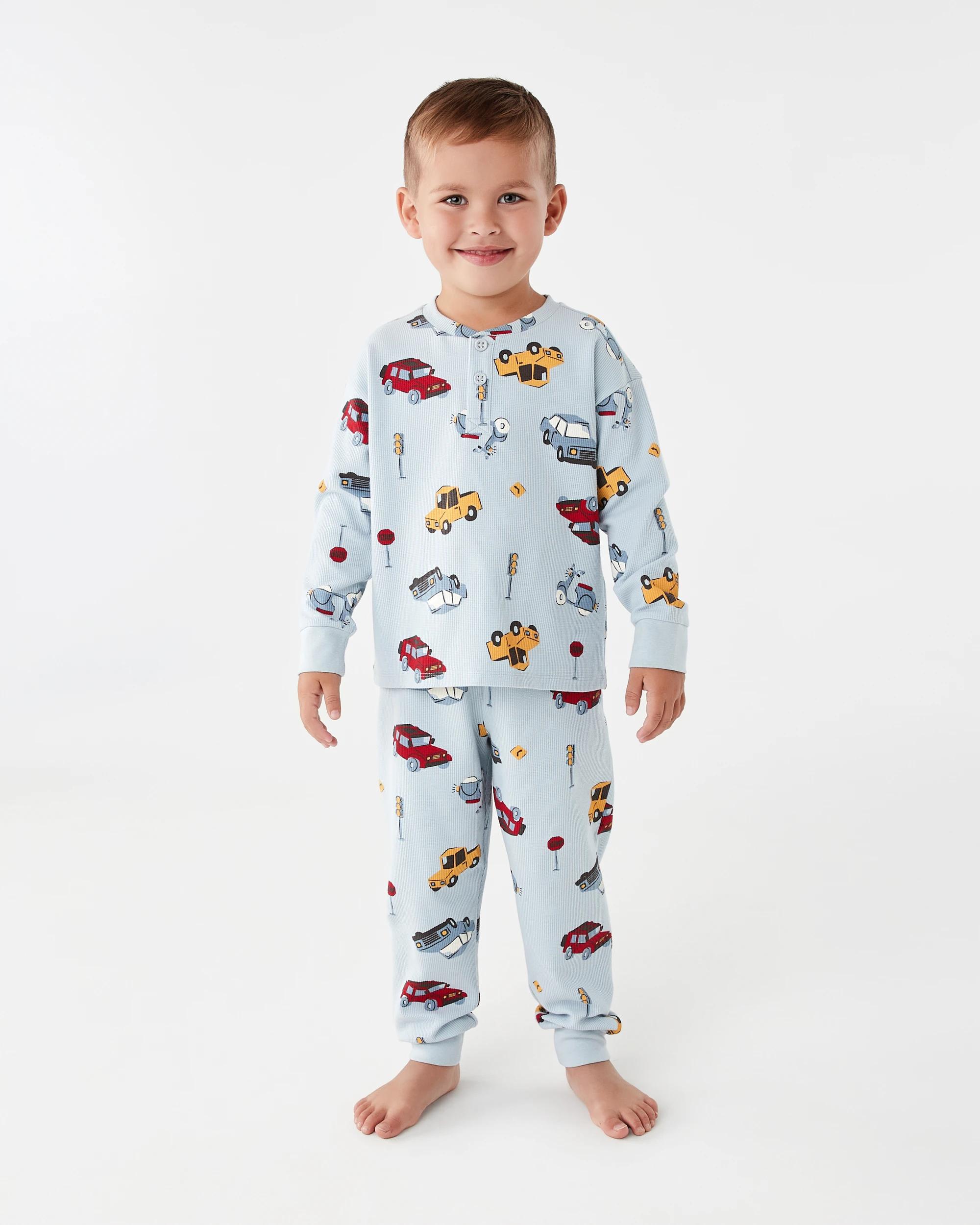 1 Waffle Pyjama Set Blu Vhcle, 1 of 7