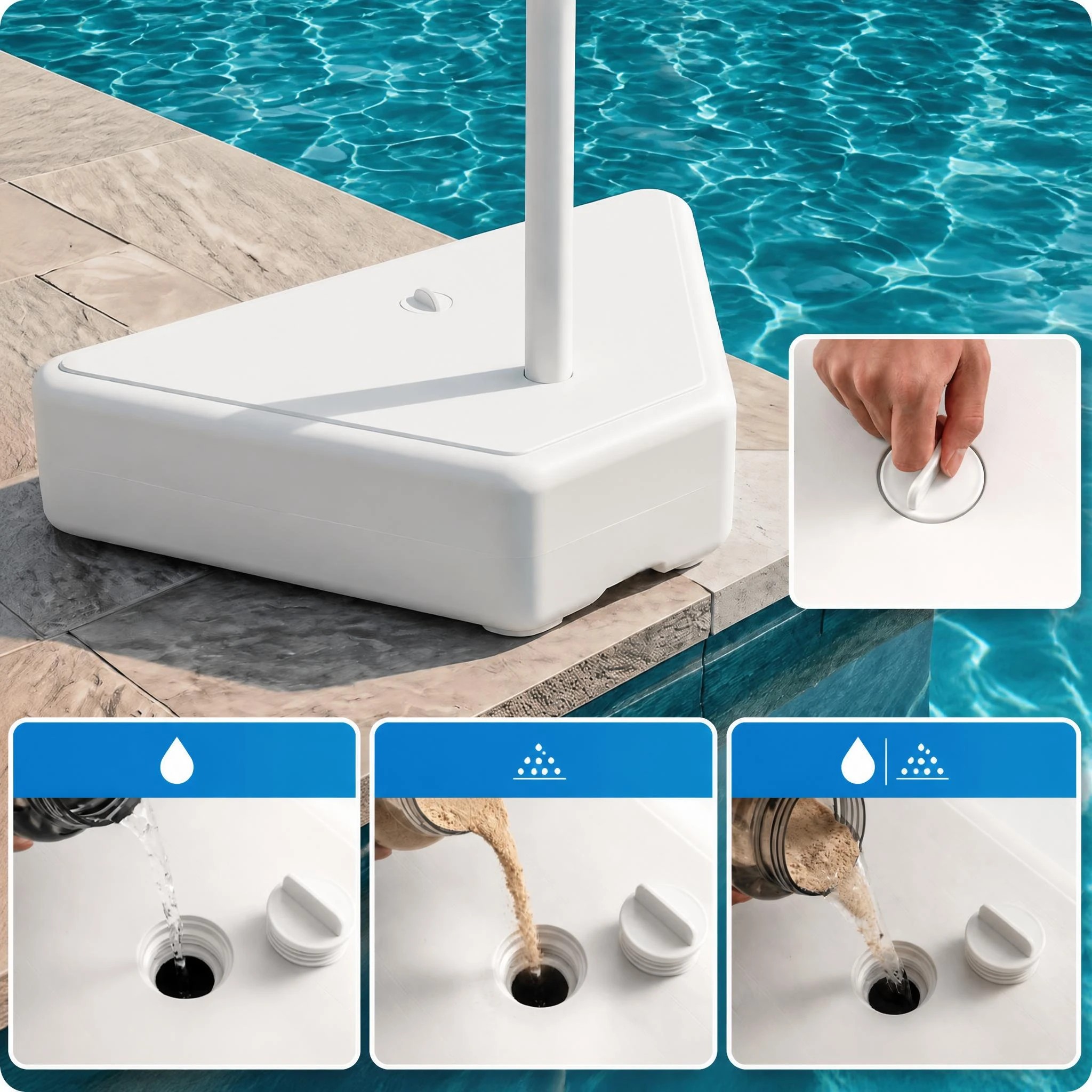 5 Costway Splash & Shoot Pool Basketball Hoop 116.5-180cm Portable Swimming Pool Goal w/2 Water Ball - White, 5 of 7