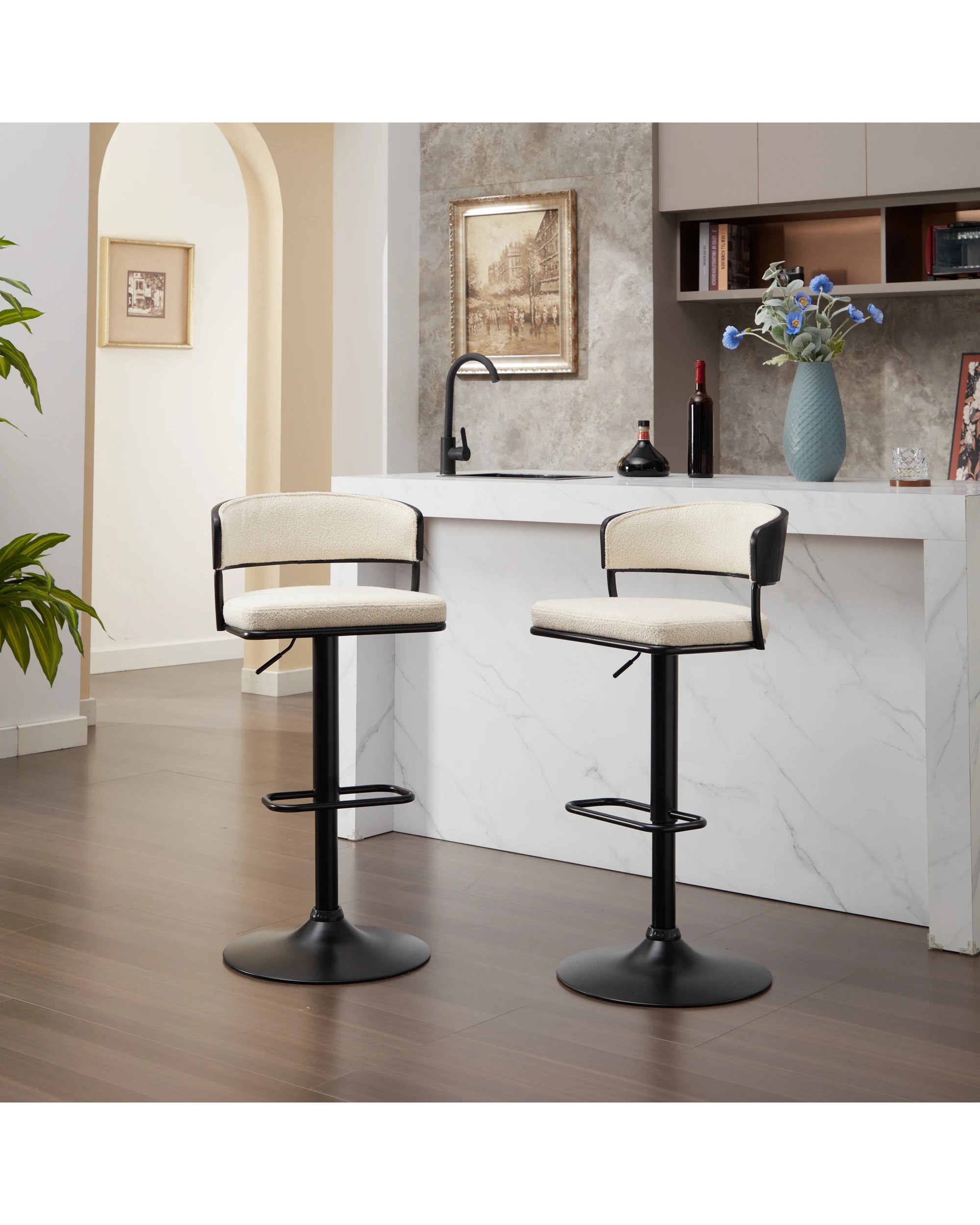 3 IHOMDEC Adjustable Swivel Bar Stools - White - White, 3 of 10