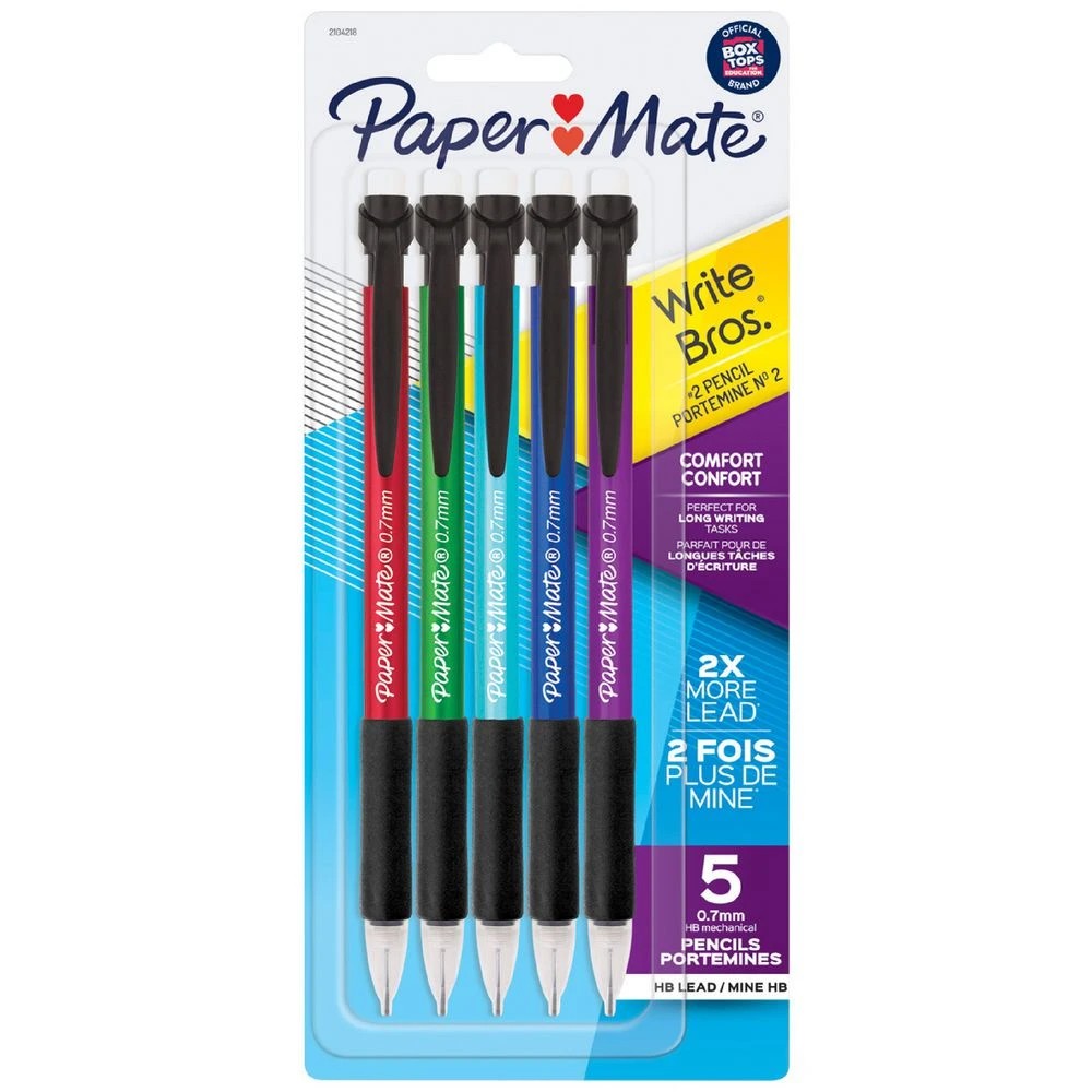 1 Paper Mate Write Bros. Comfort Mechanical Pencil 0.7mm 5 Pack, 1 of 3