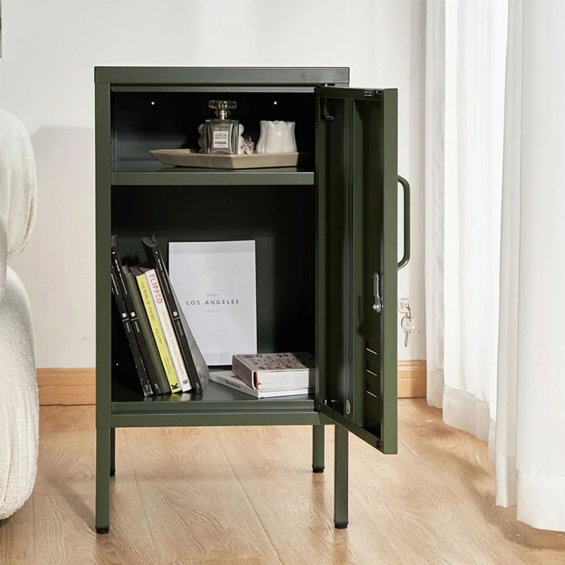 5 Artiss Bedside Table Metal Cabinet - Green, 5 of 5