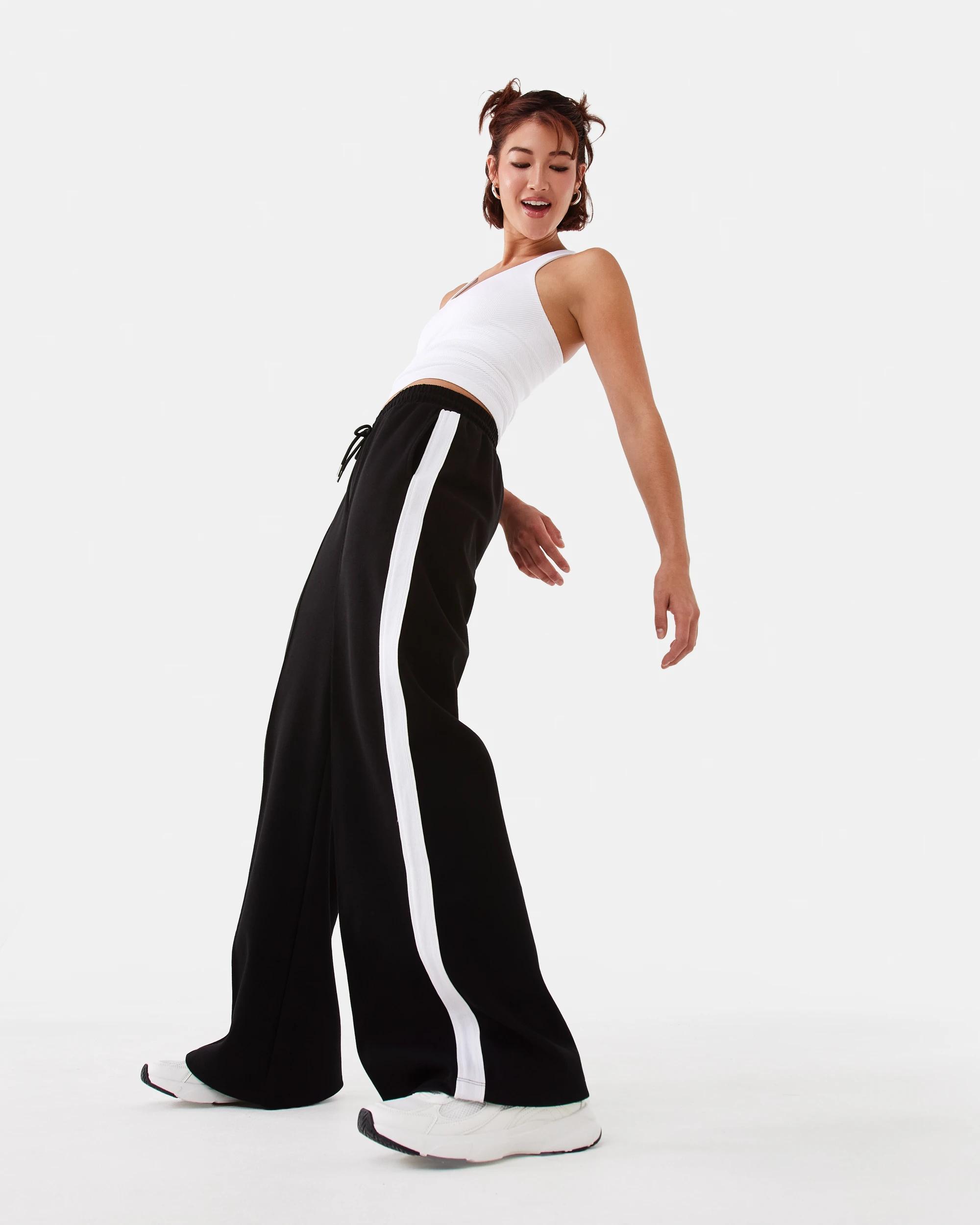 8 Active Womens Retro Wide Leg Trackpants Black, 8 of 10