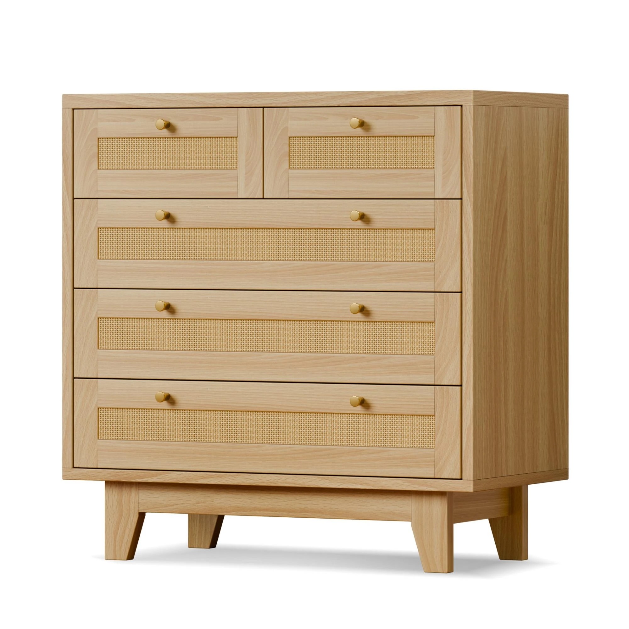10 Alfordson 5 Chest of Drawers Rattan Storage Cabinet Dresser - Natural, 10 of 10