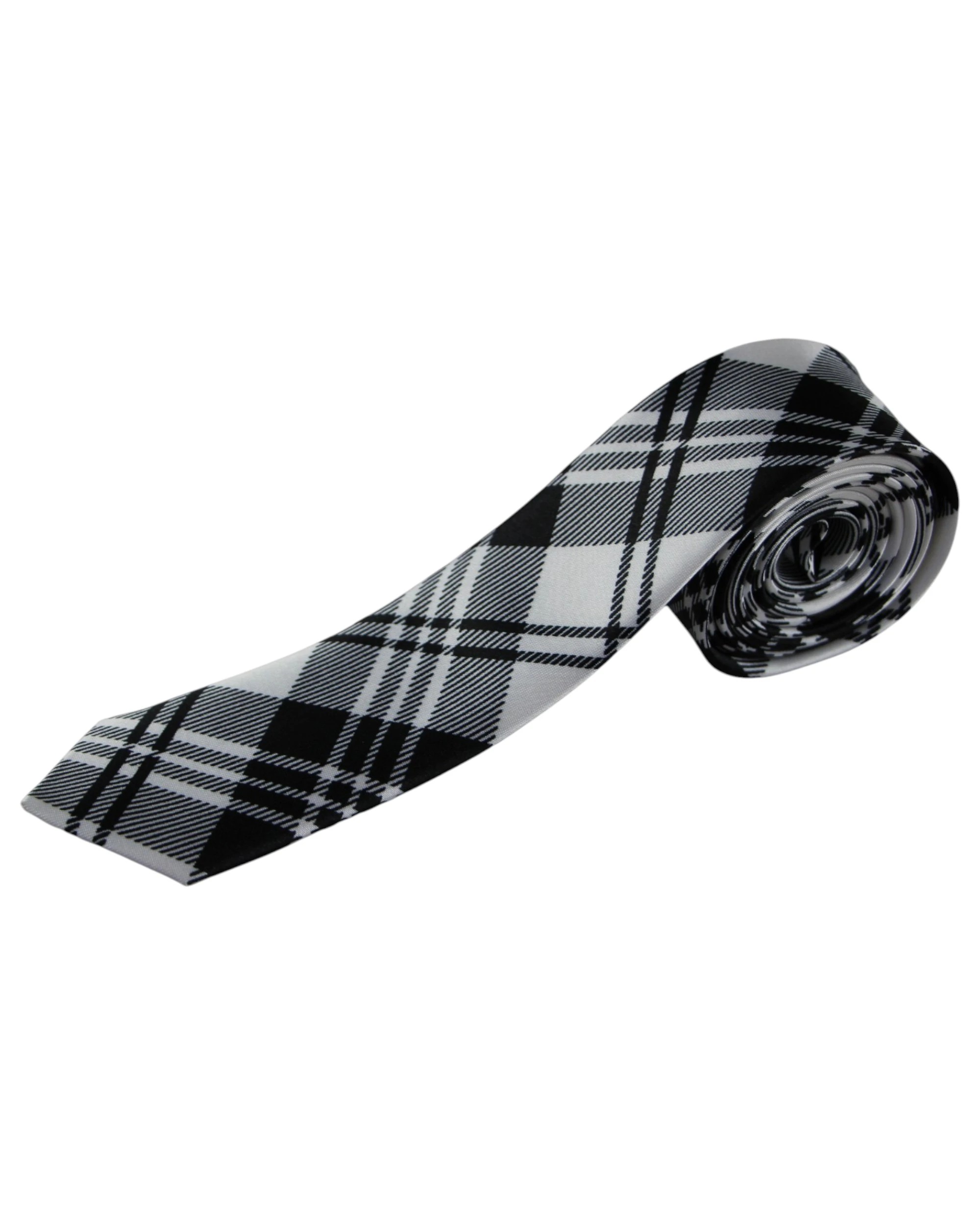 1 Zasel Mens Black & White Criss Cross 5cm Skinny Neck Tie - Multi, 1 of 3