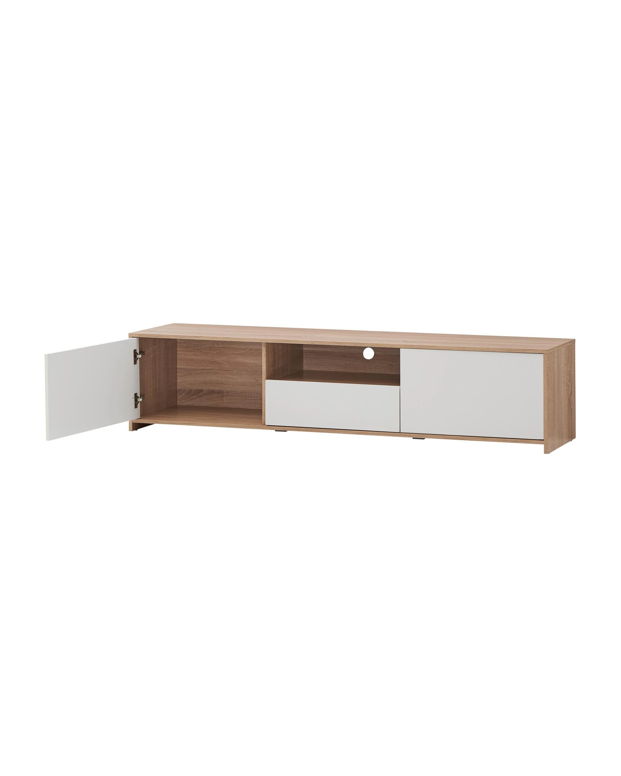 5 Kodu Entertainment Unit TV Cabinet Lowline TV Stand 180cm 2 Doors 1 Drawer - White, 5 of 6