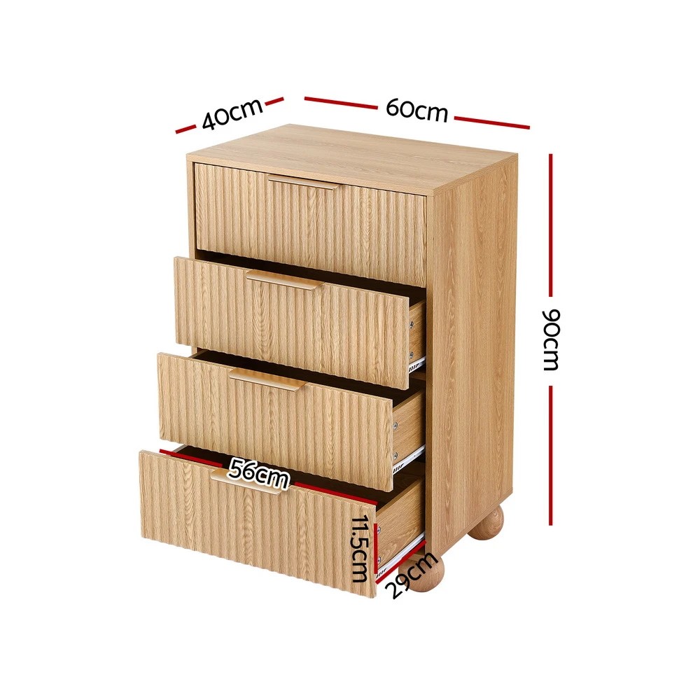 3 Artiss 4 Chest of Drawers Dresser Tallboy Pine - Natural, 3 of 8